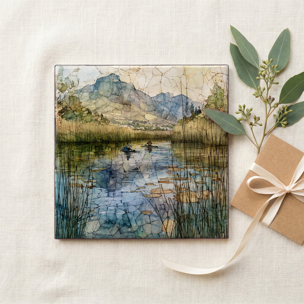 kayakers on the still water of — gifting