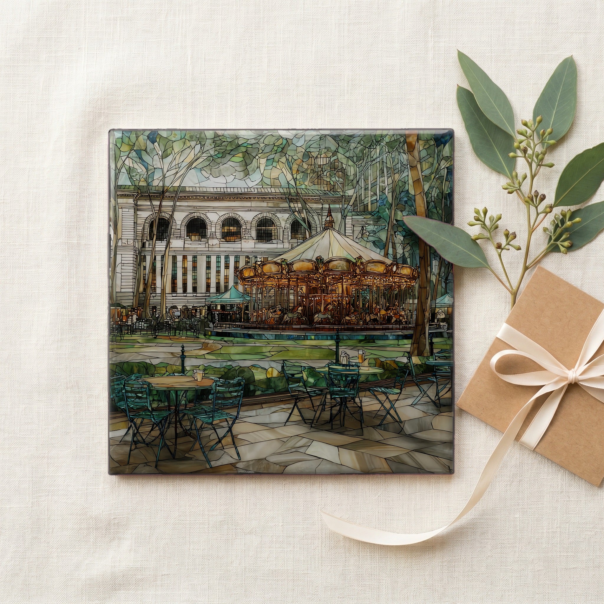 Bryant Park lawn behind the New — gifting