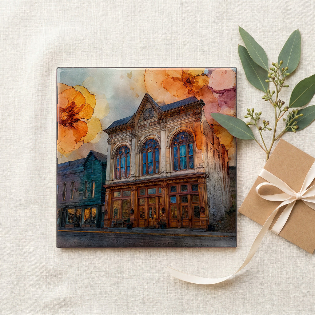 Tabor Opera House Leadville Sawatch Range Ceramic Art Tile — gifting