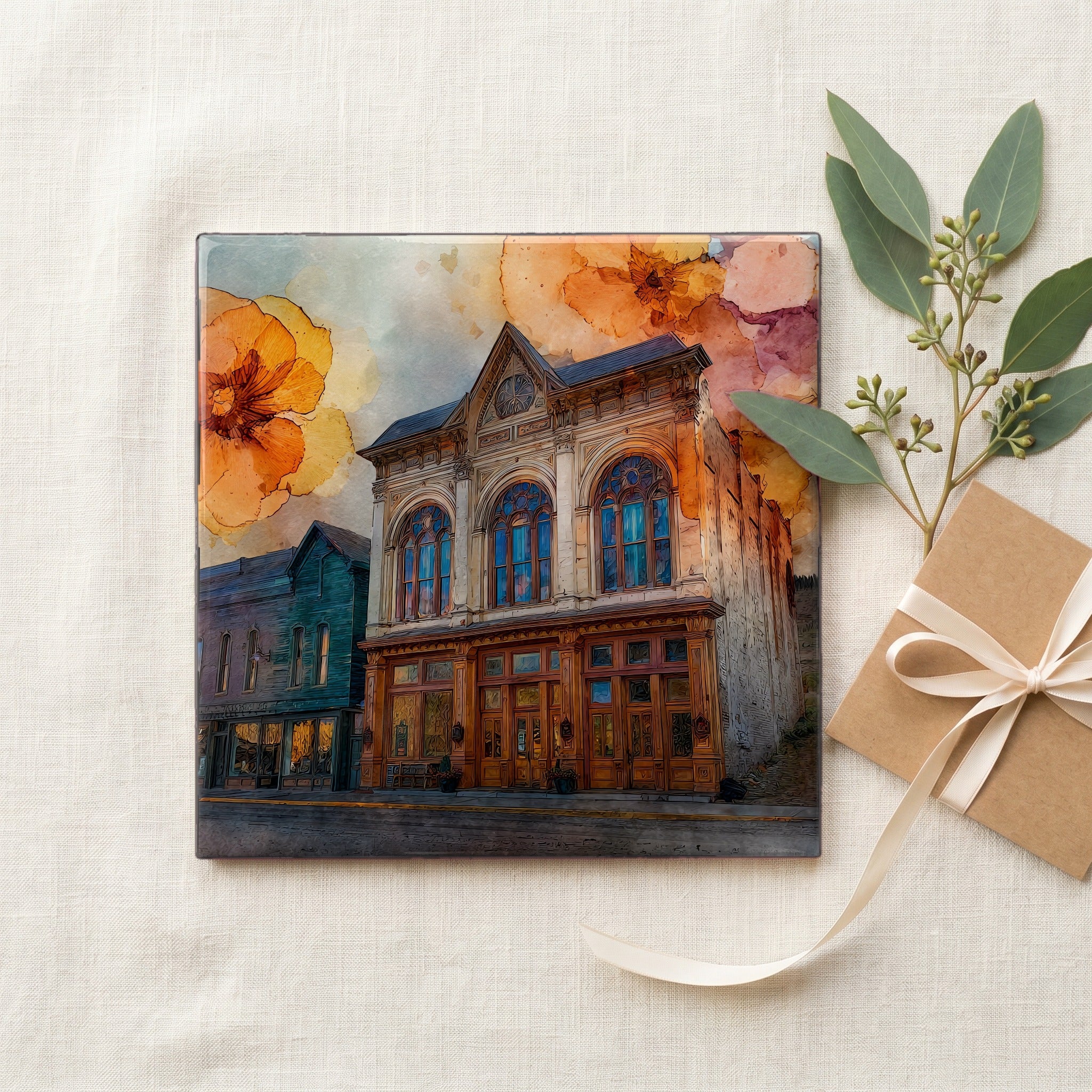 Tabor Opera House Leadville Sawatch Range Ceramic Art Tile — gifting