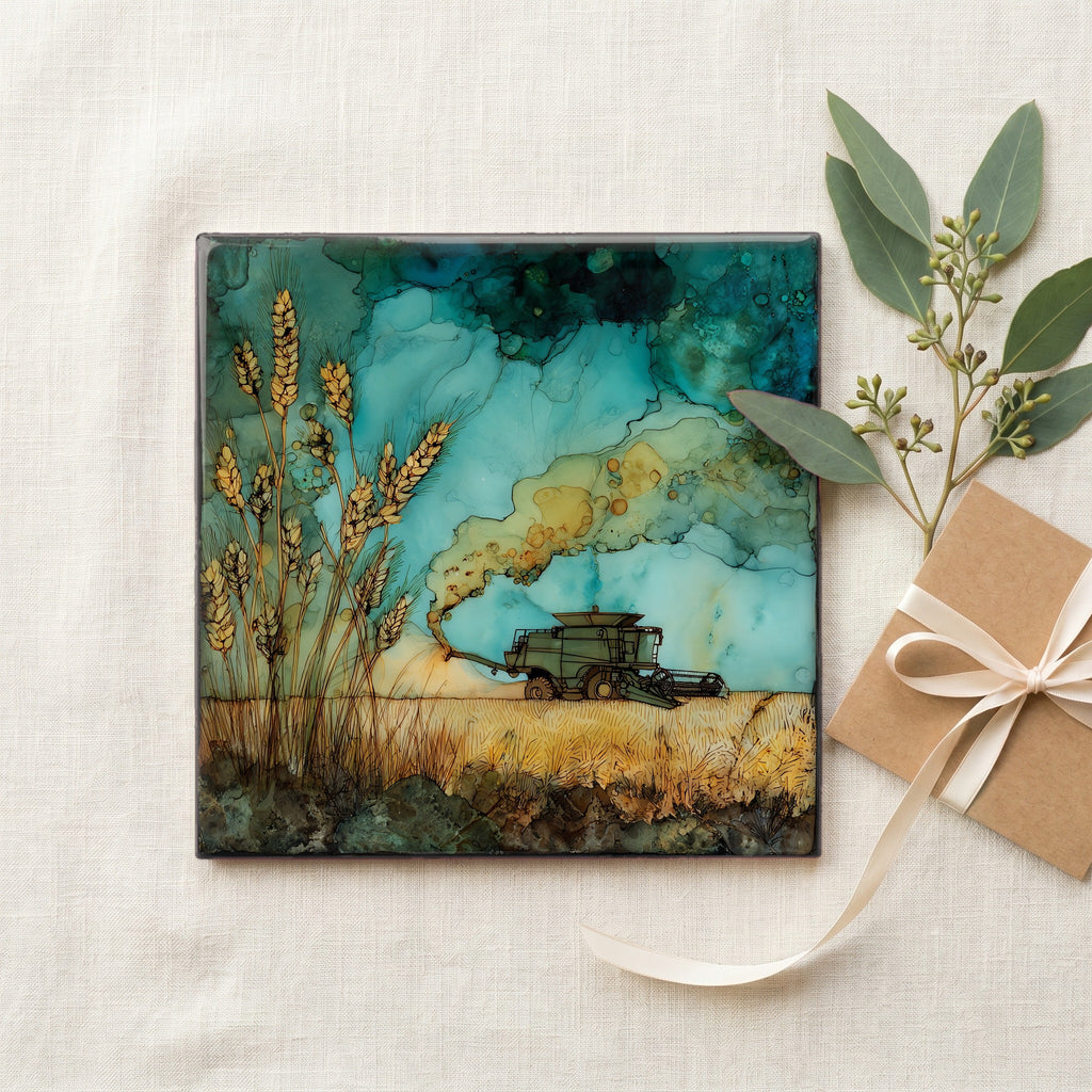 a combine harvesting wheat — gifting