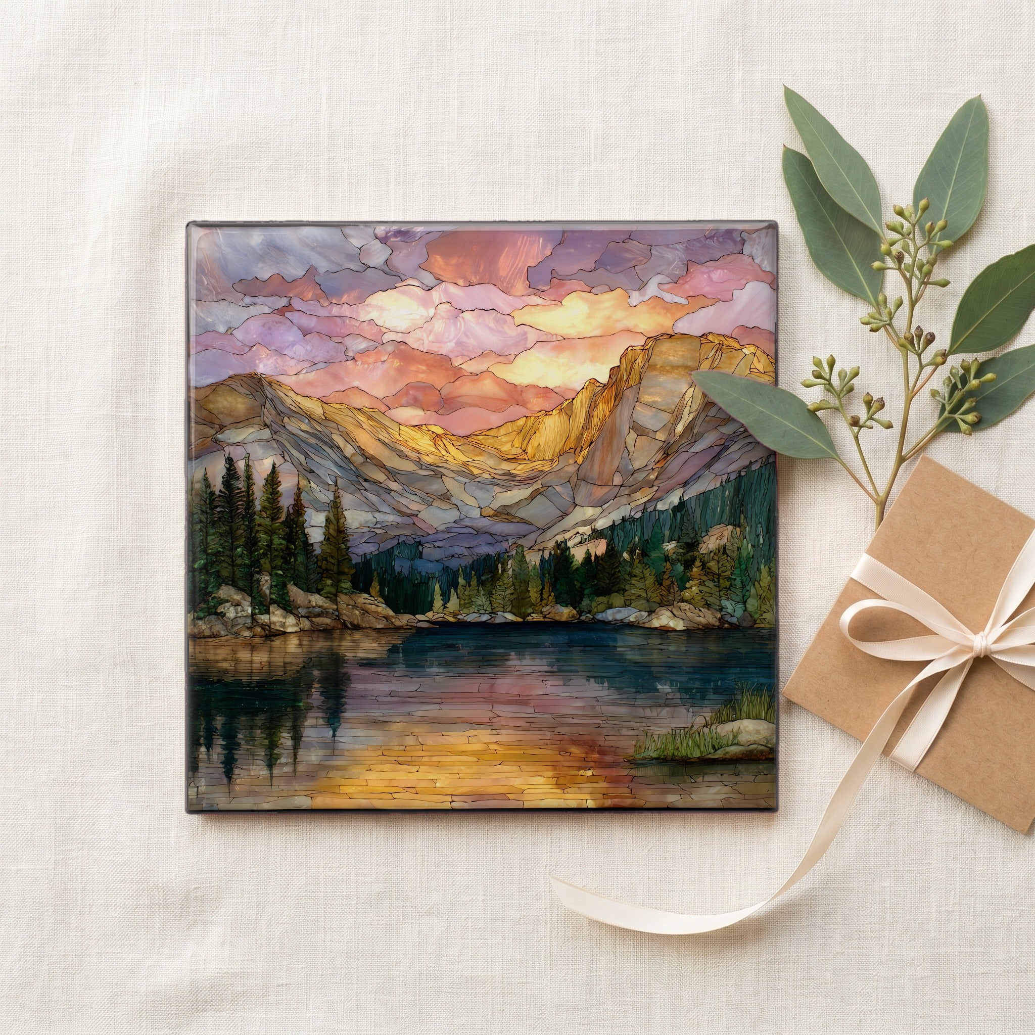 Longs Peak from Bear Lake Front Range Ceramic Art Tile — gifting