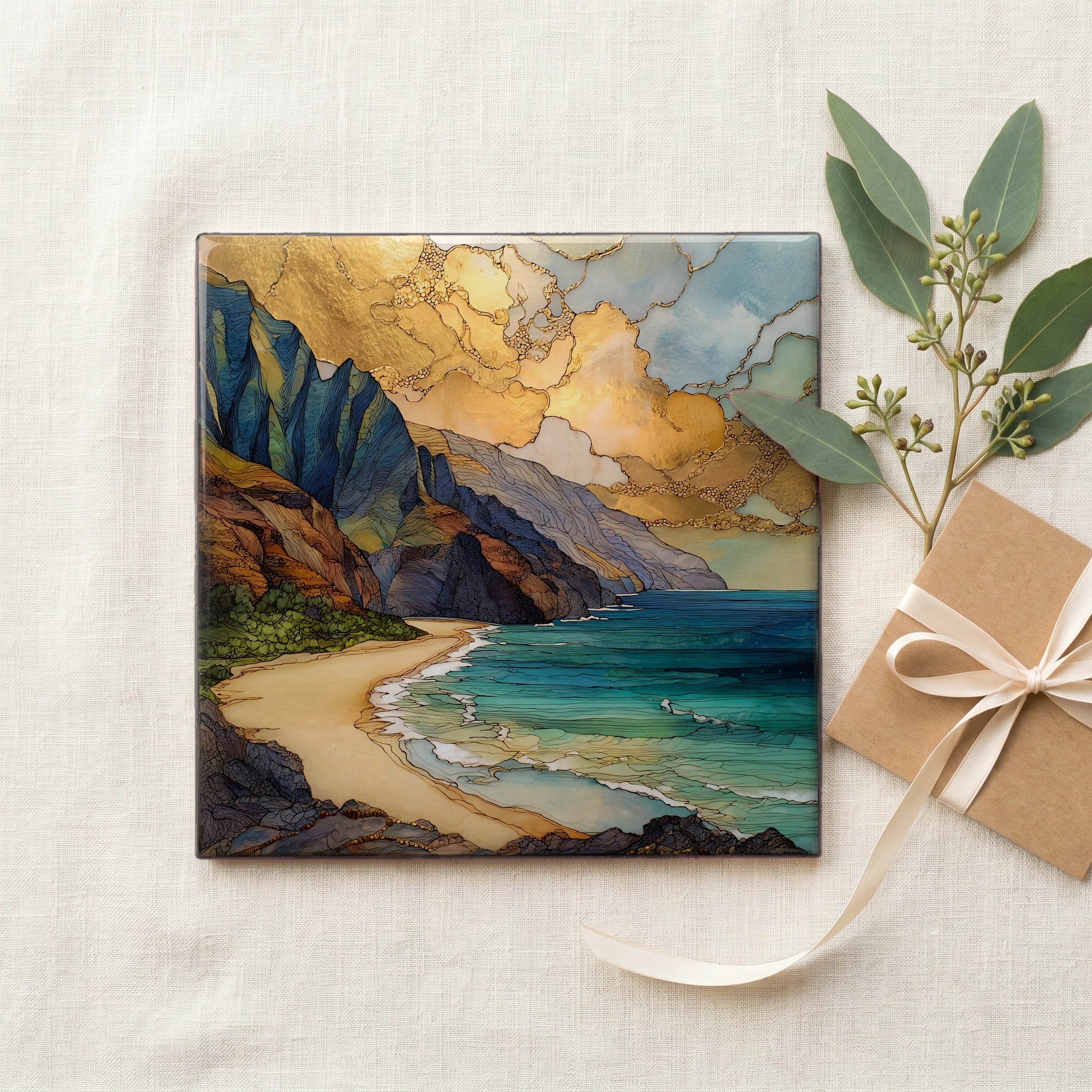 Kalalau Beach Kauai Ceramic Art Tile — gifting