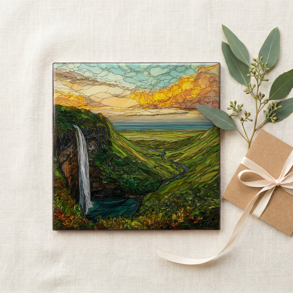 Opaekaa Falls Kauai Ceramic Art Tile — gifting