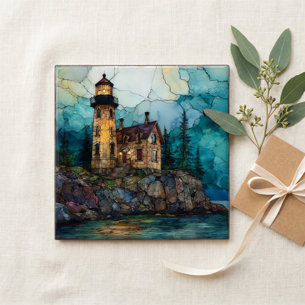 Eagle Harbor Lighthouse on the rocky — gifting
