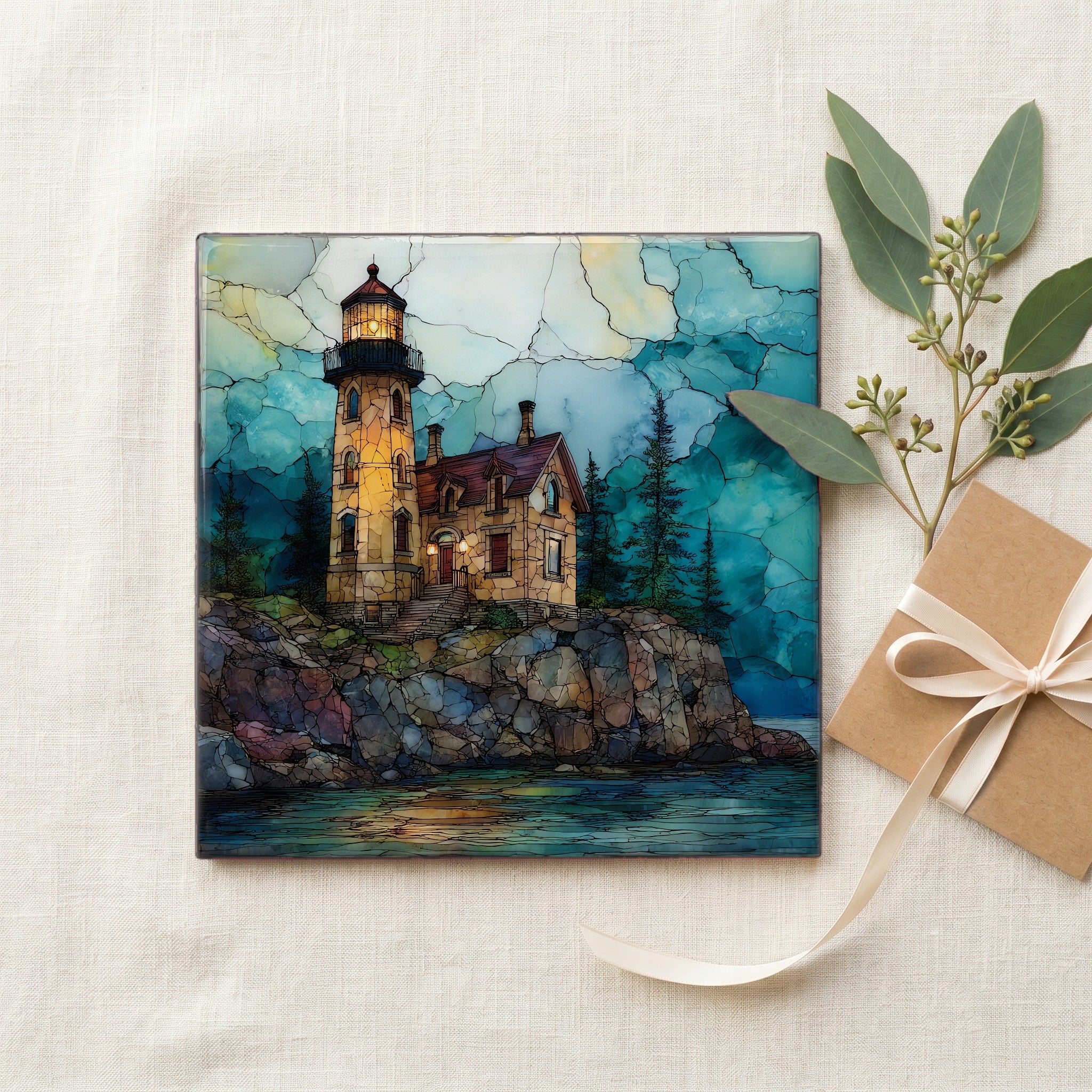 Eagle Harbor Lighthouse on the rocky — gifting