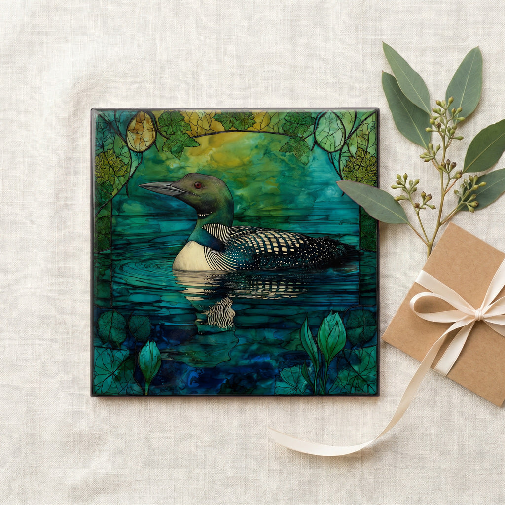 a common loon swimming on a — gifting