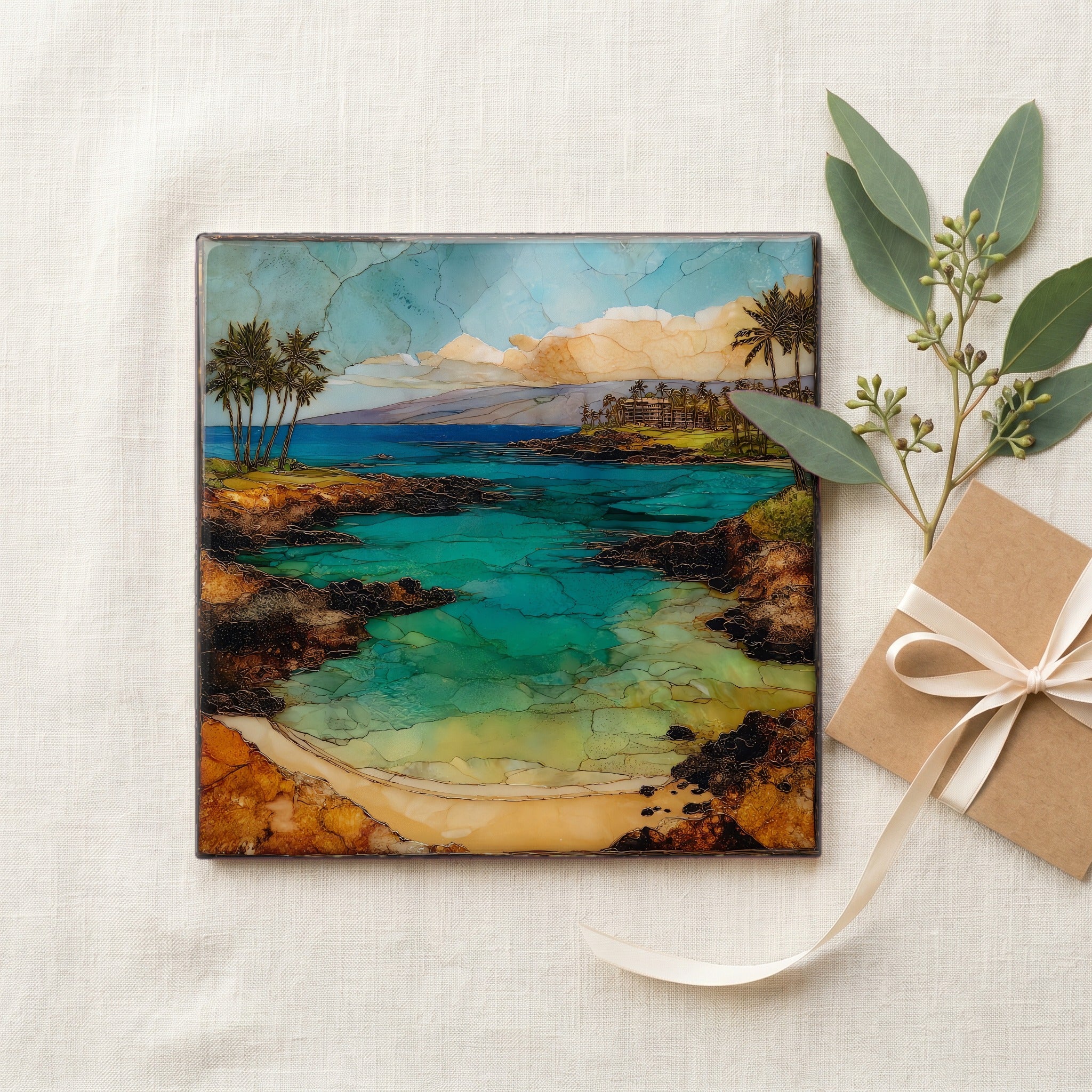 Kapalua Bay Maui Ceramic Art Tile — gifting