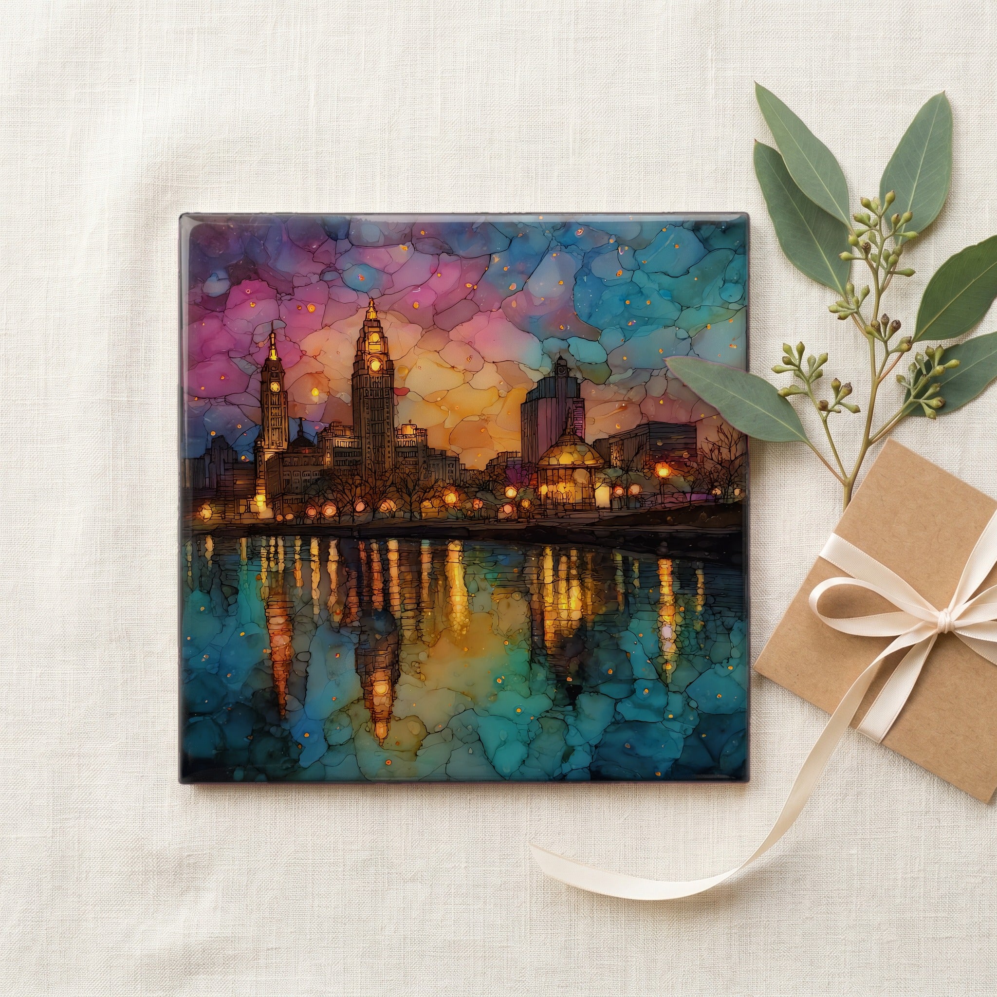 the Buffalo skyline across the Lake — gifting