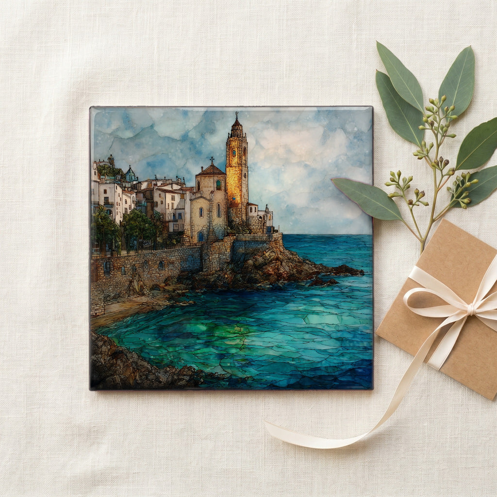 Sitges Sant Bartomeu I Santa Tecla Church on Its Sea Cliff Promontory — gifting