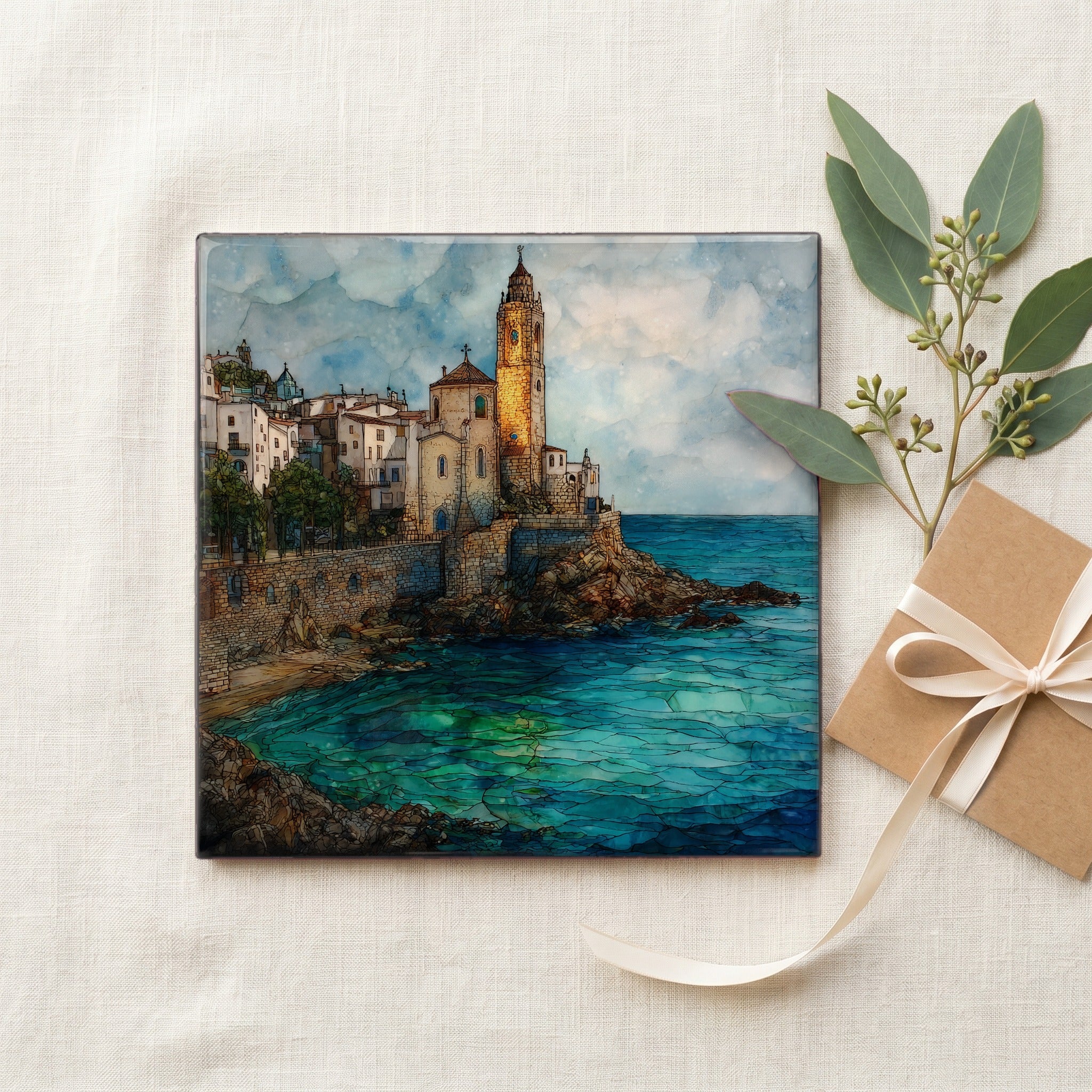 Sitges Sant Bartomeu I Santa Tecla Church on Its Sea Cliff Promontory — gifting