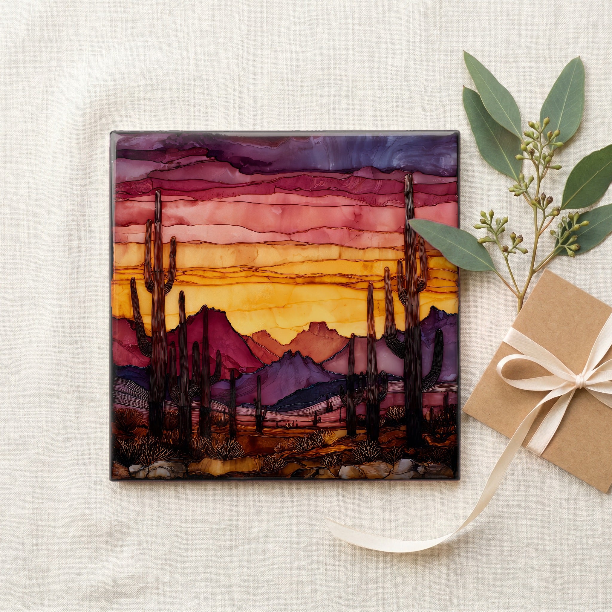 Desert sunset saguaro forest Saguaro National Park — gifting