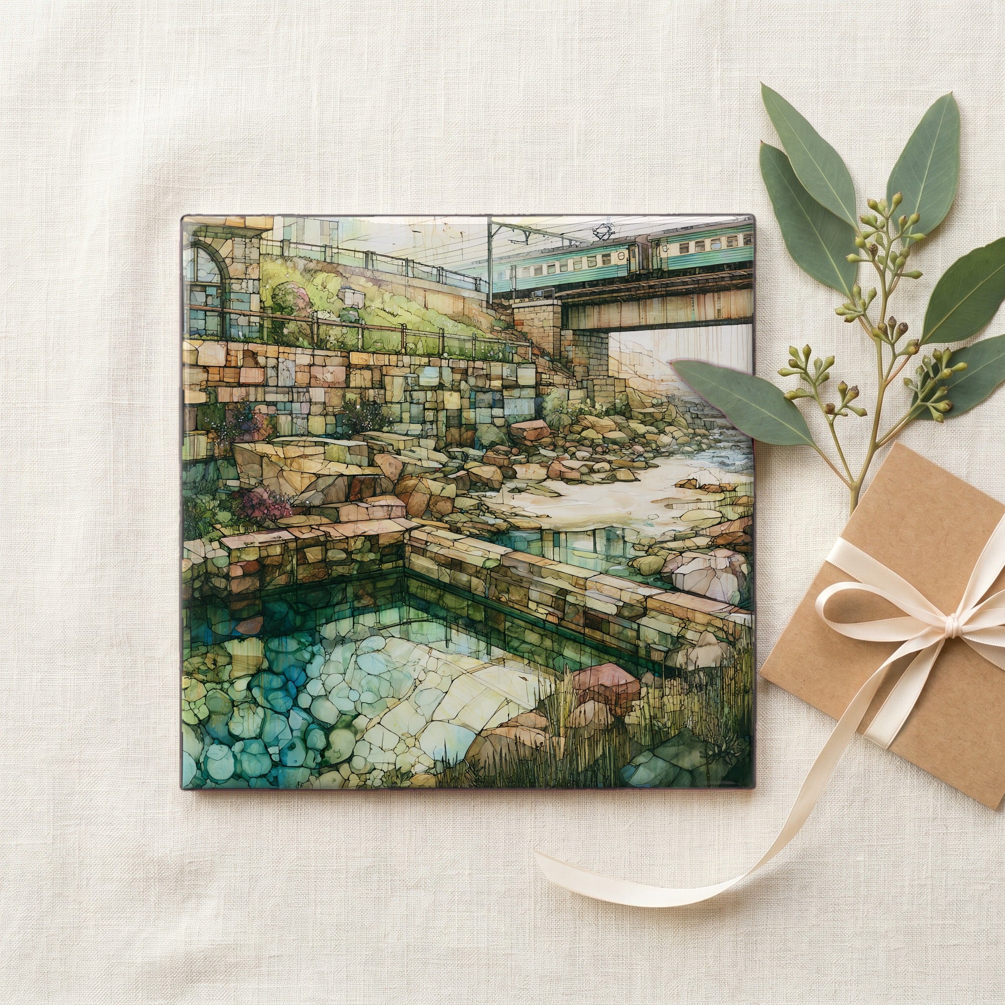 a stone tidal pool below a — gifting