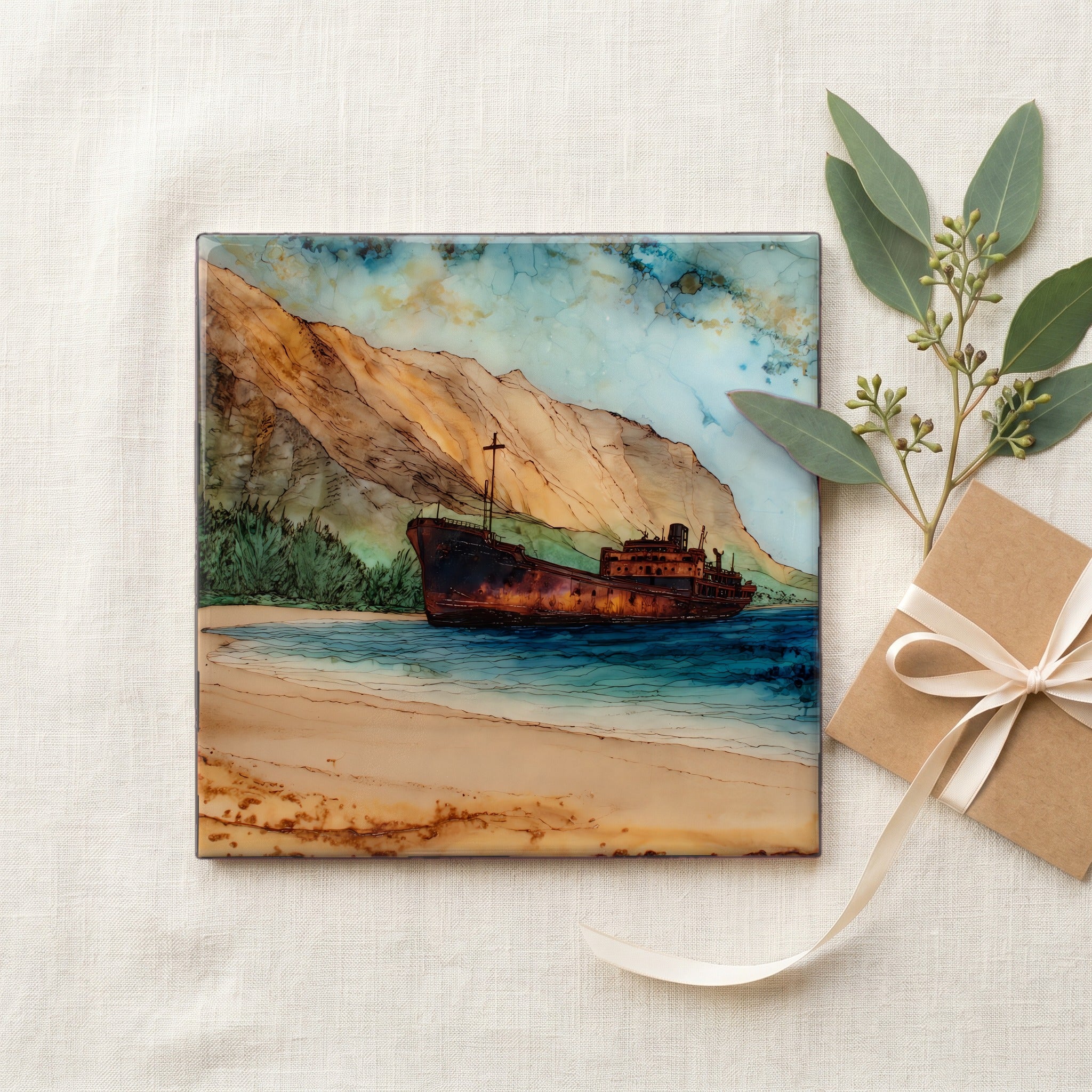 Shipwreck Beach Lanai Ceramic Art Tile — gifting