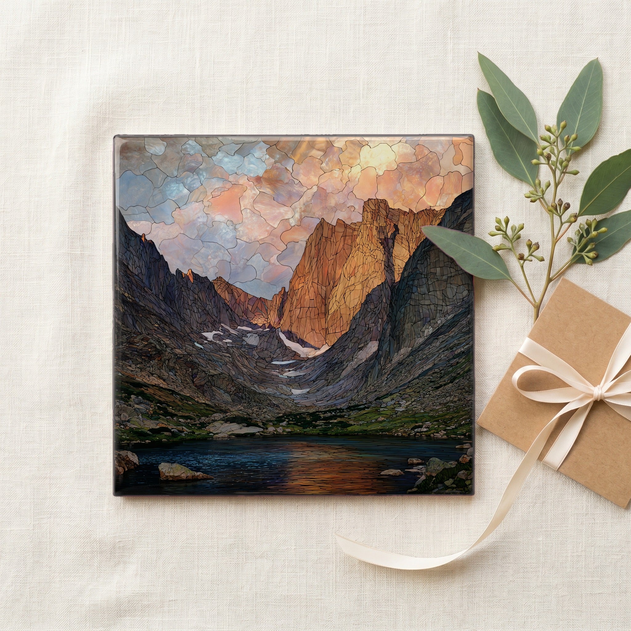 Longs Peak Diamond face Rocky Mountain National Park Ceramic Art Tile — gifting