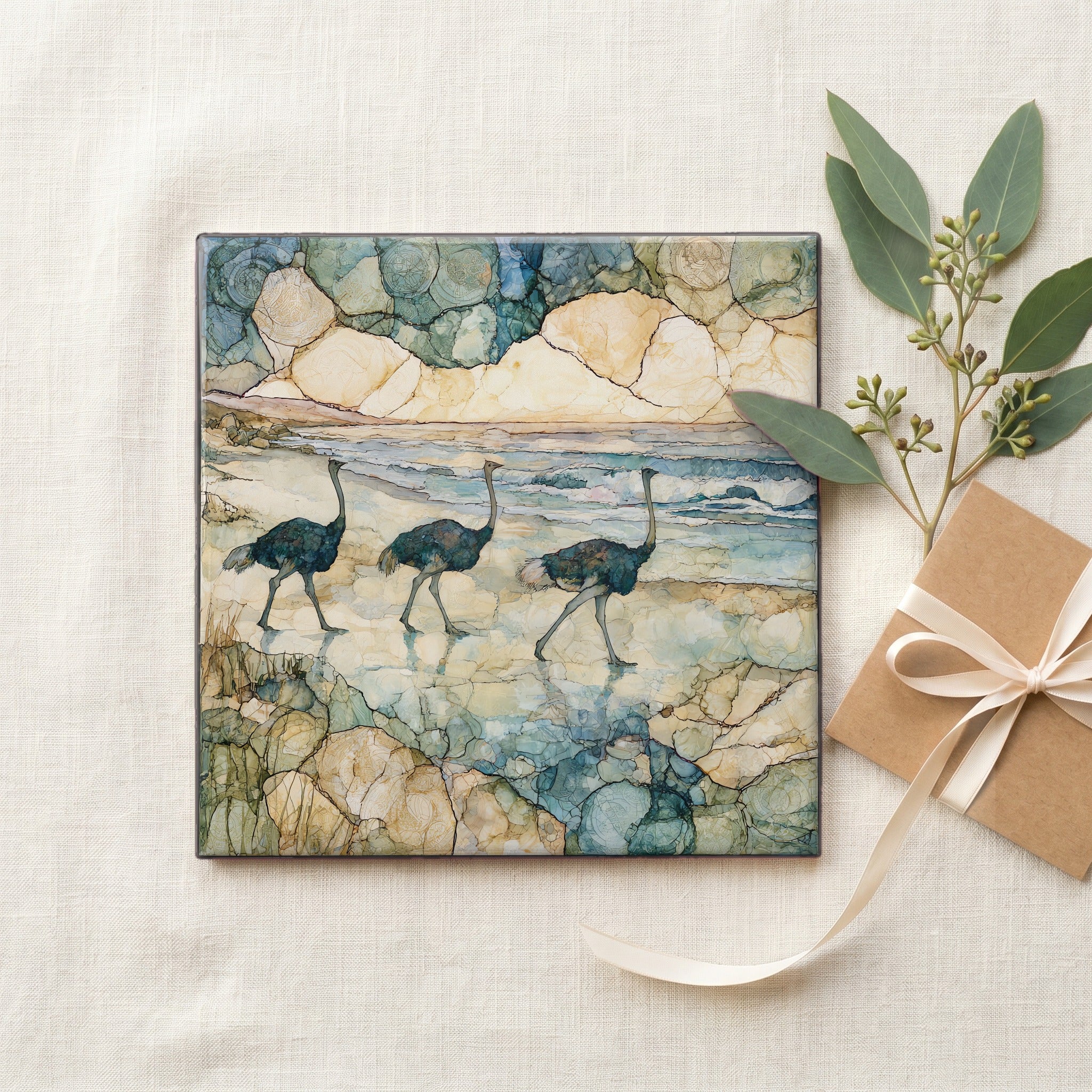 ostriches walking near the — gifting