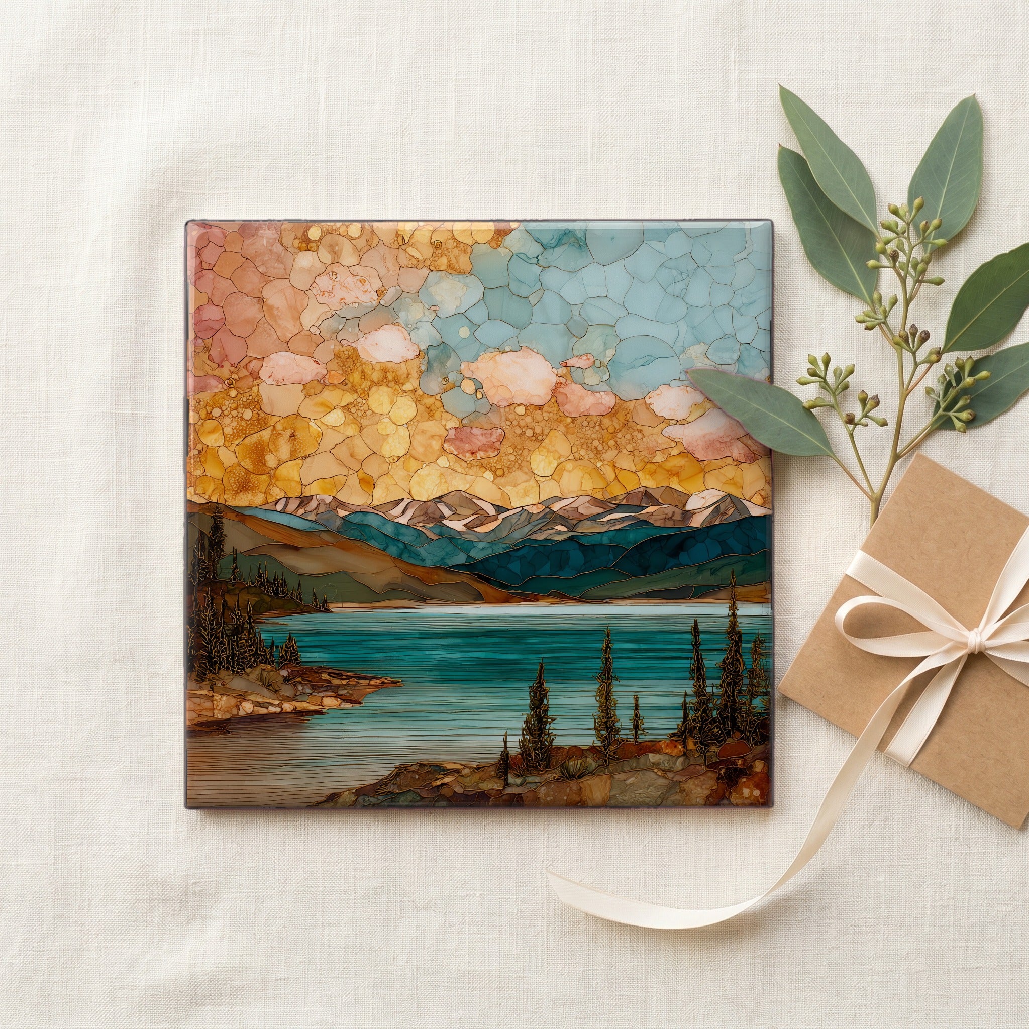 Lake Granby Indian Peaks Front Range Ceramic Art Tile — gifting