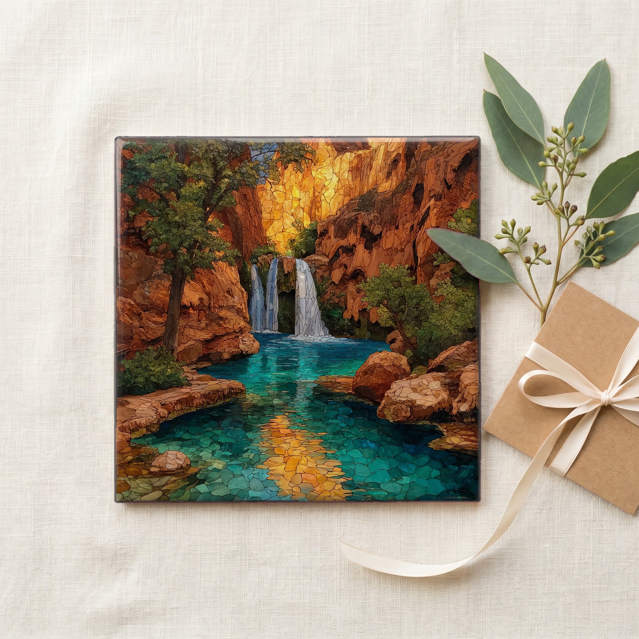Havasu Falls against its red sandstone — gifting