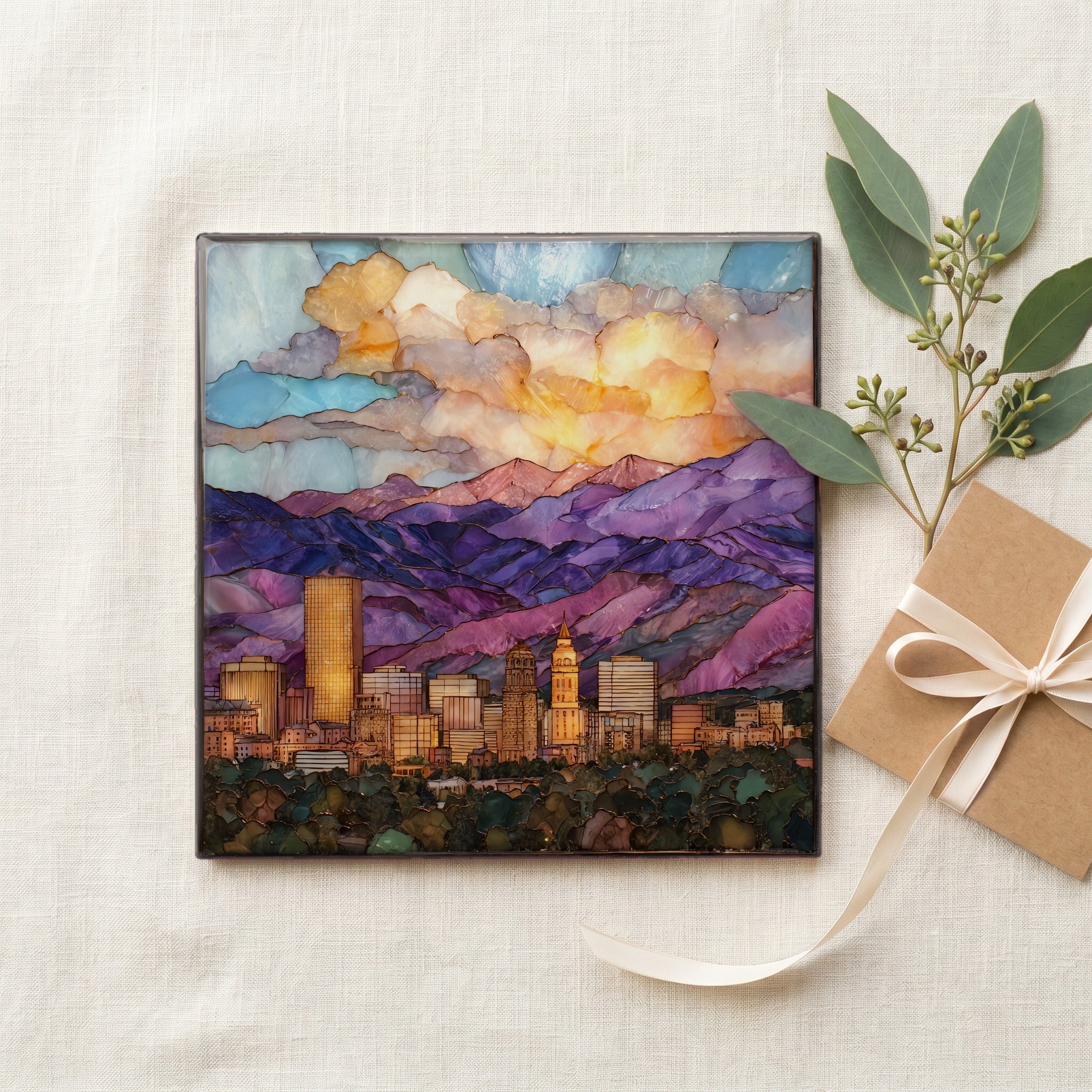 Colorado Springs and Pikes Peak Front Range Ceramic Art Tile — gifting
