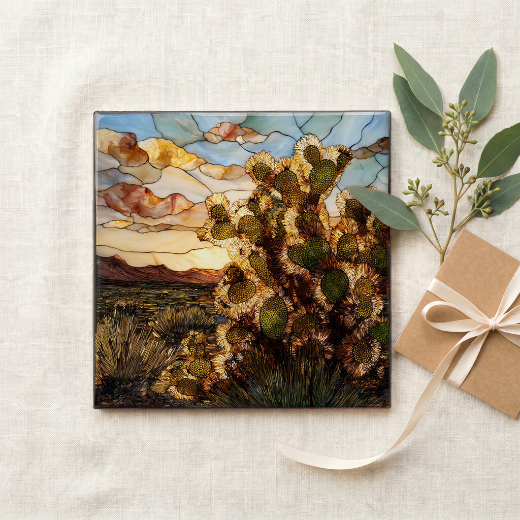 Cholla cactus backlit Superstition Mountains — gifting