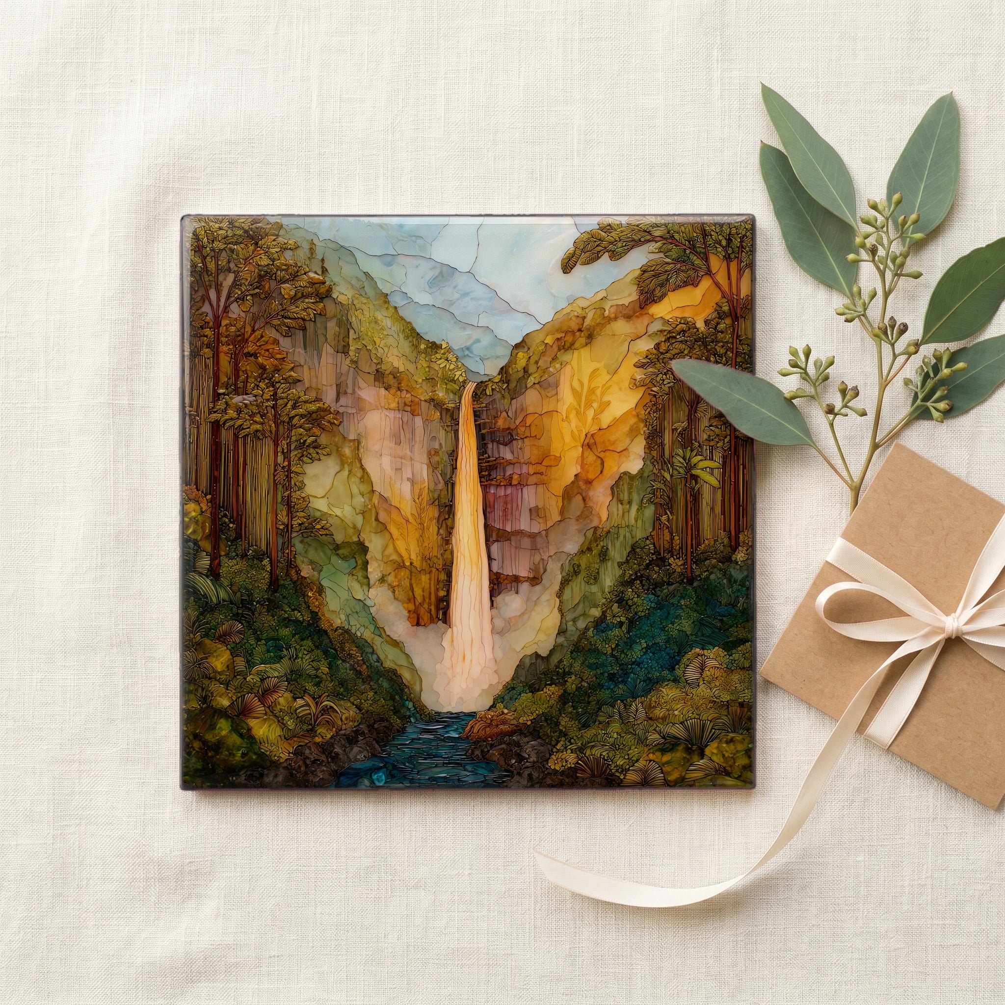 Akaka Falls Big Island Ceramic Art Tile — gifting