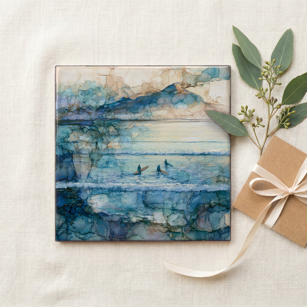 longboard surfers wading into — gifting