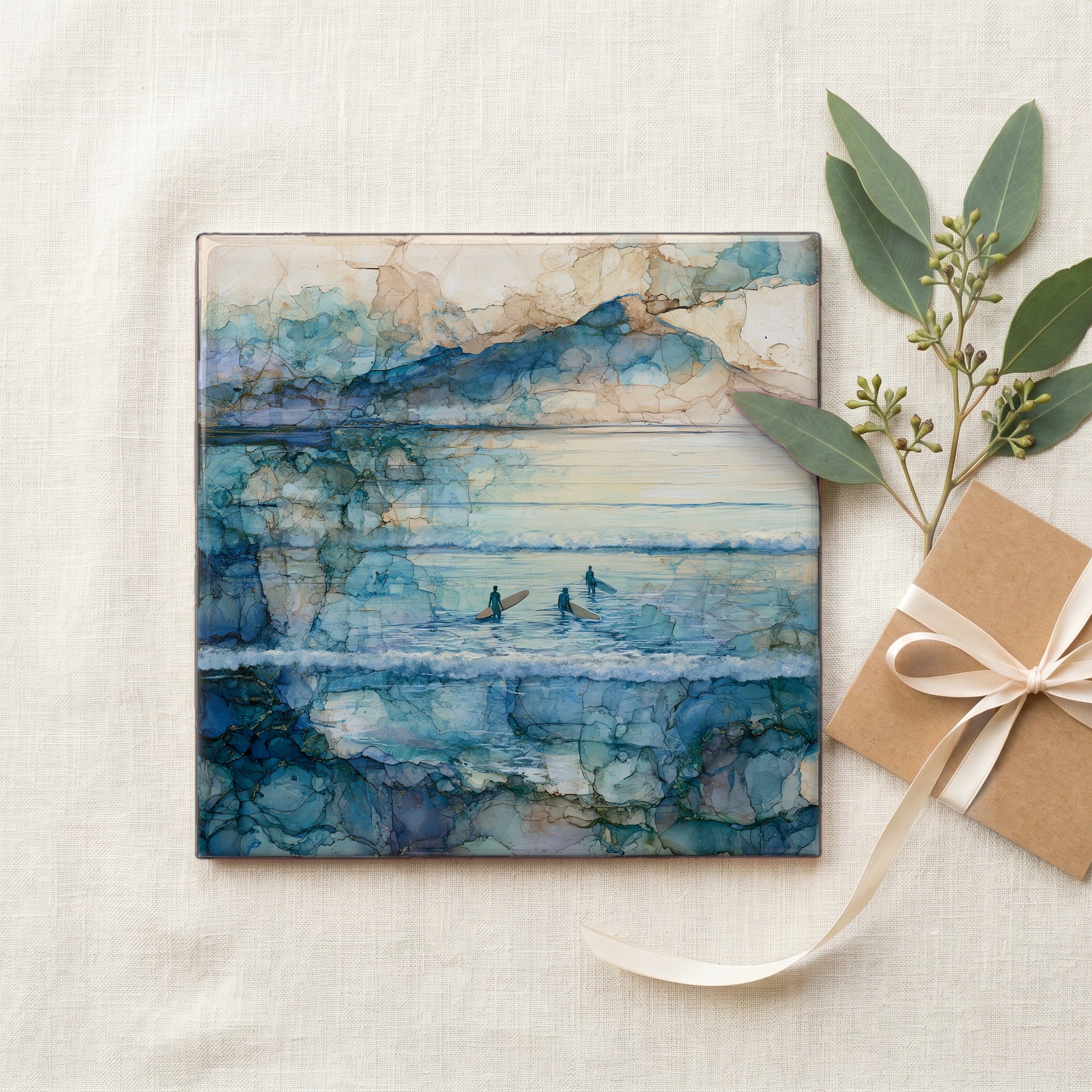 longboard surfers wading into — gifting