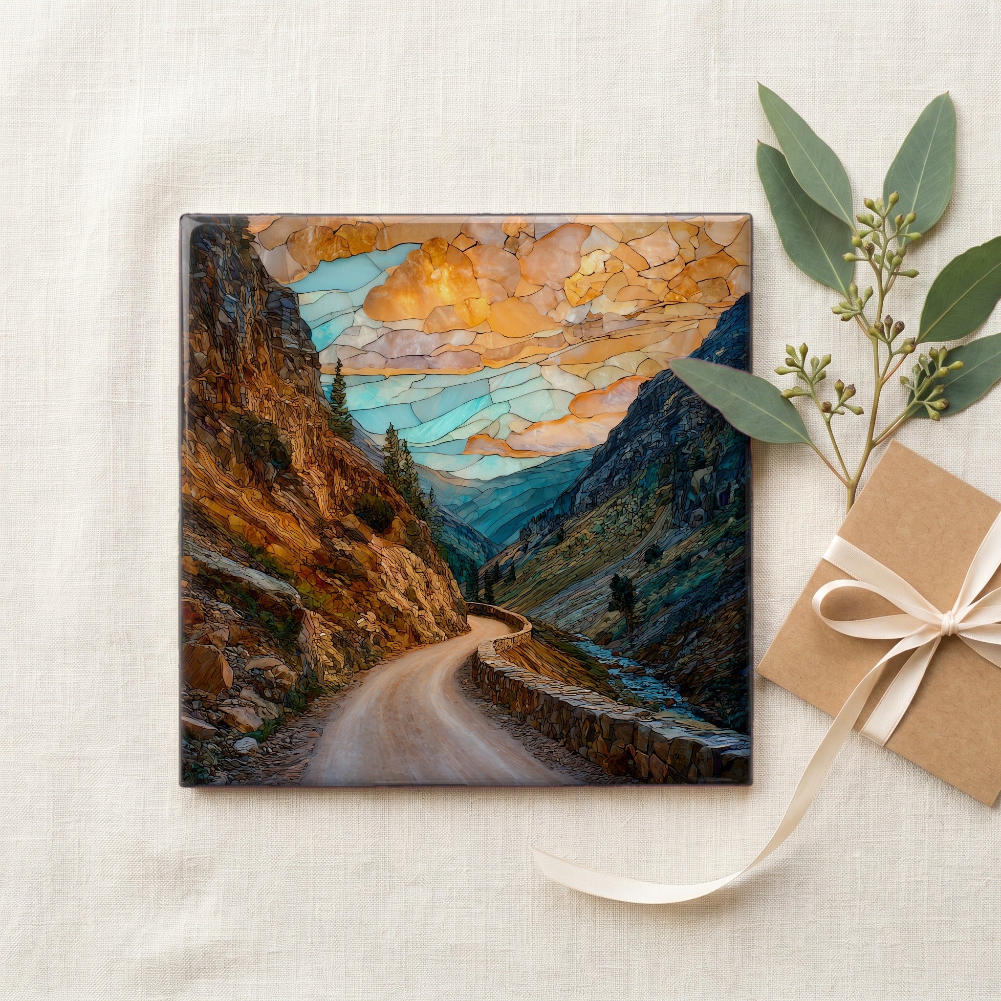 Old Fall River Road Rocky Mountain National Park Ceramic Art Tile — gifting
