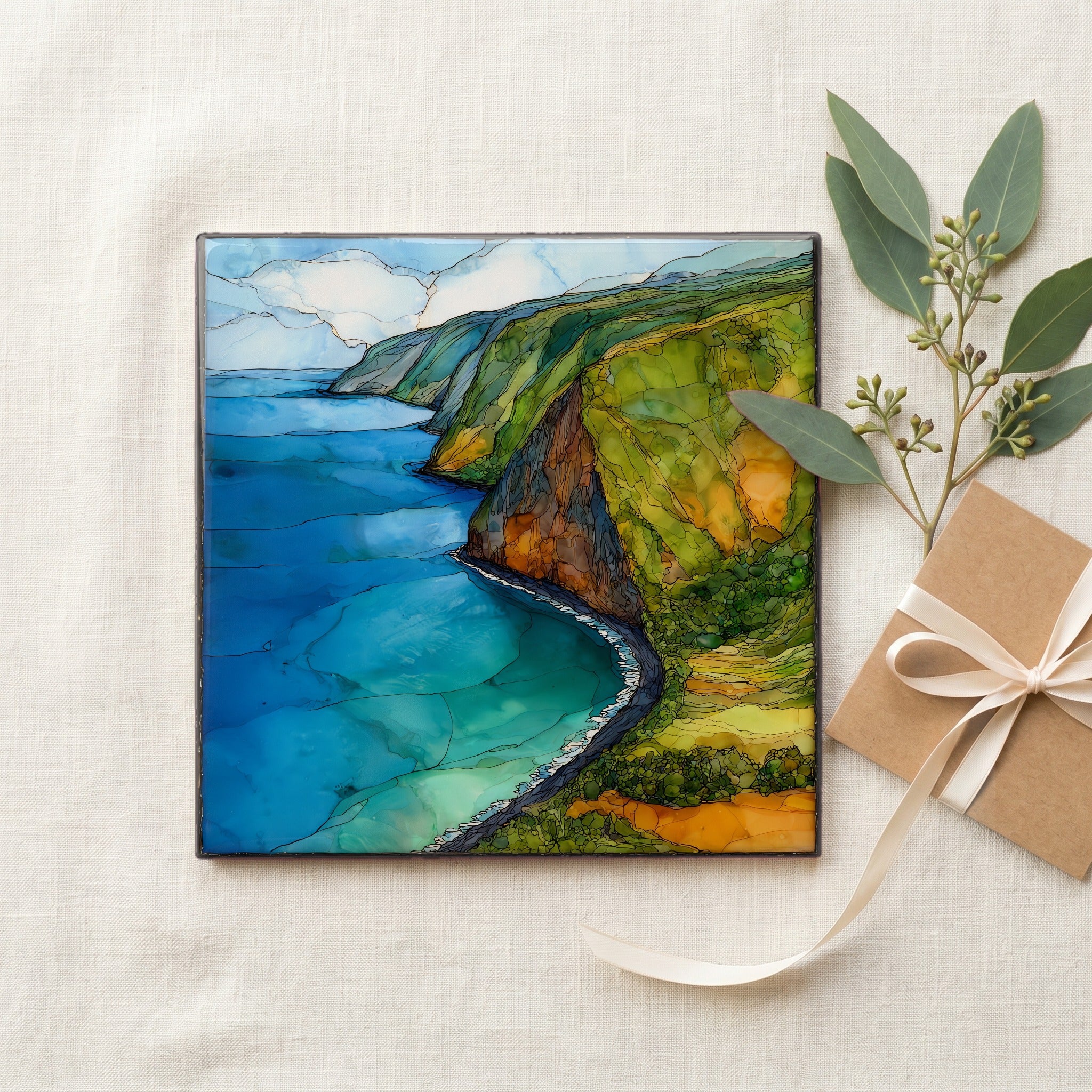 Honomanu Bay Maui Ceramic Art Tile — gifting