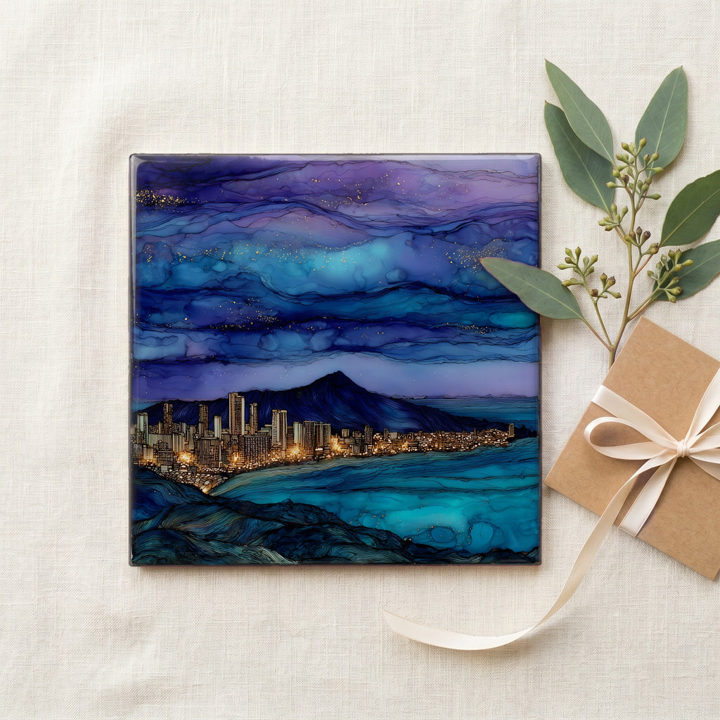 Tantalus Lookout Oahu Ceramic Art Tile — gifting