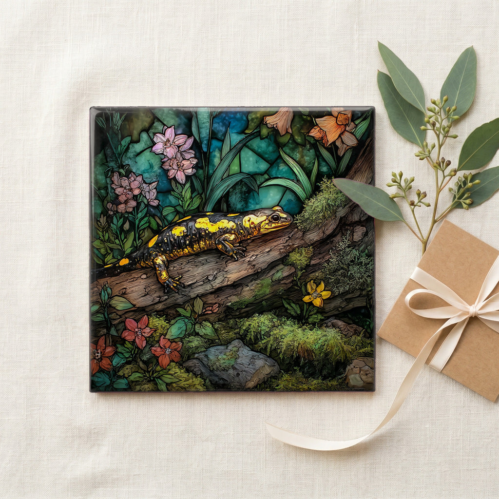a black-and-yellow spotted salamander — gifting