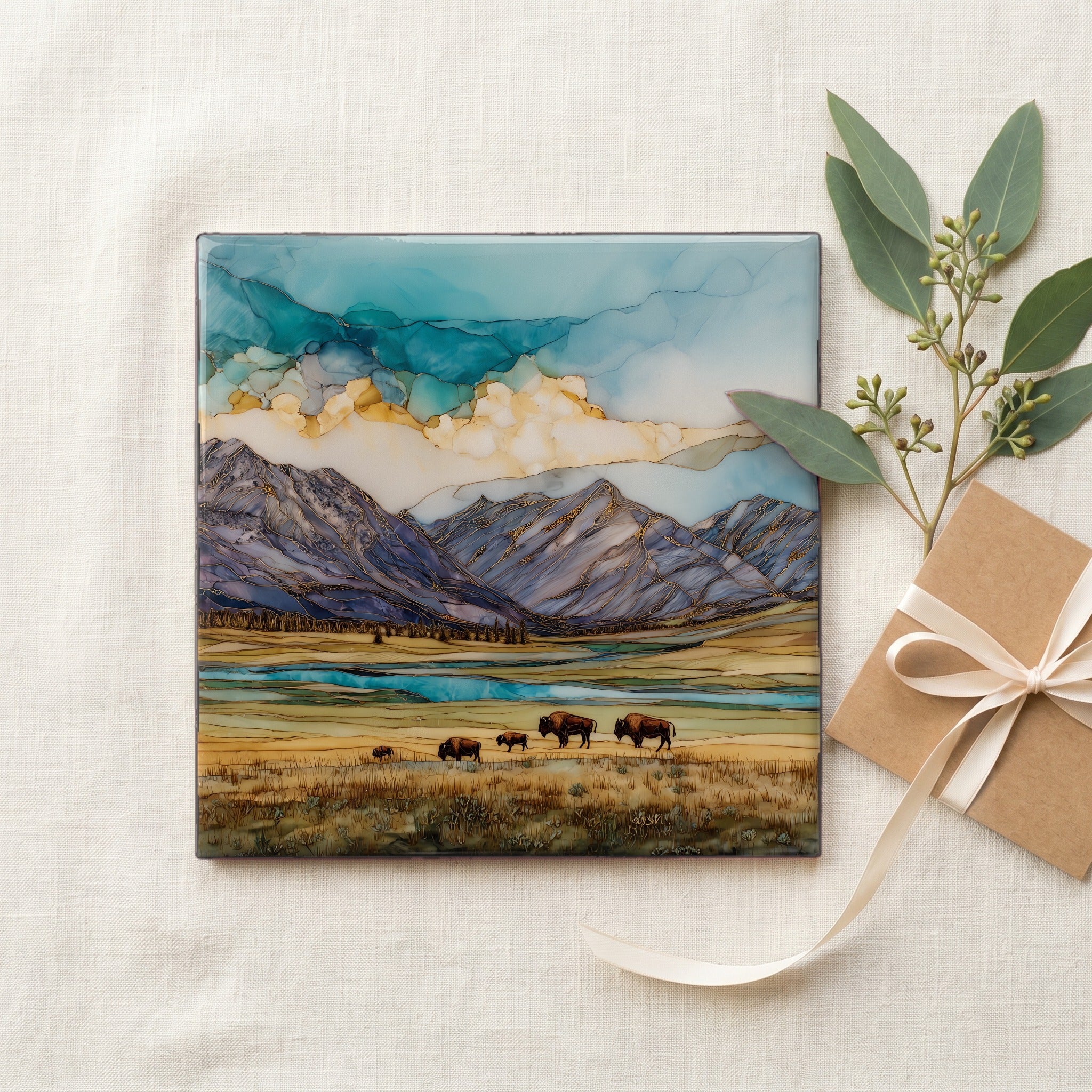 a bison herd grazing the Lamar — gifting