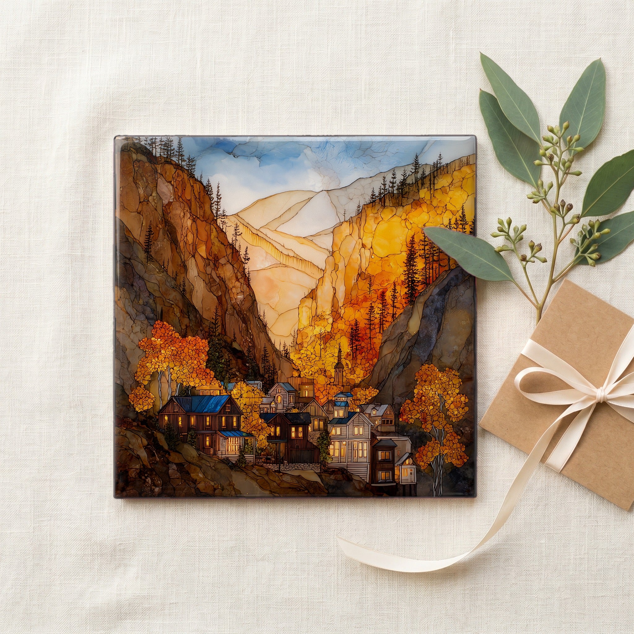 Ouray box-canyon town San Juans Ceramic Art Tile — gifting