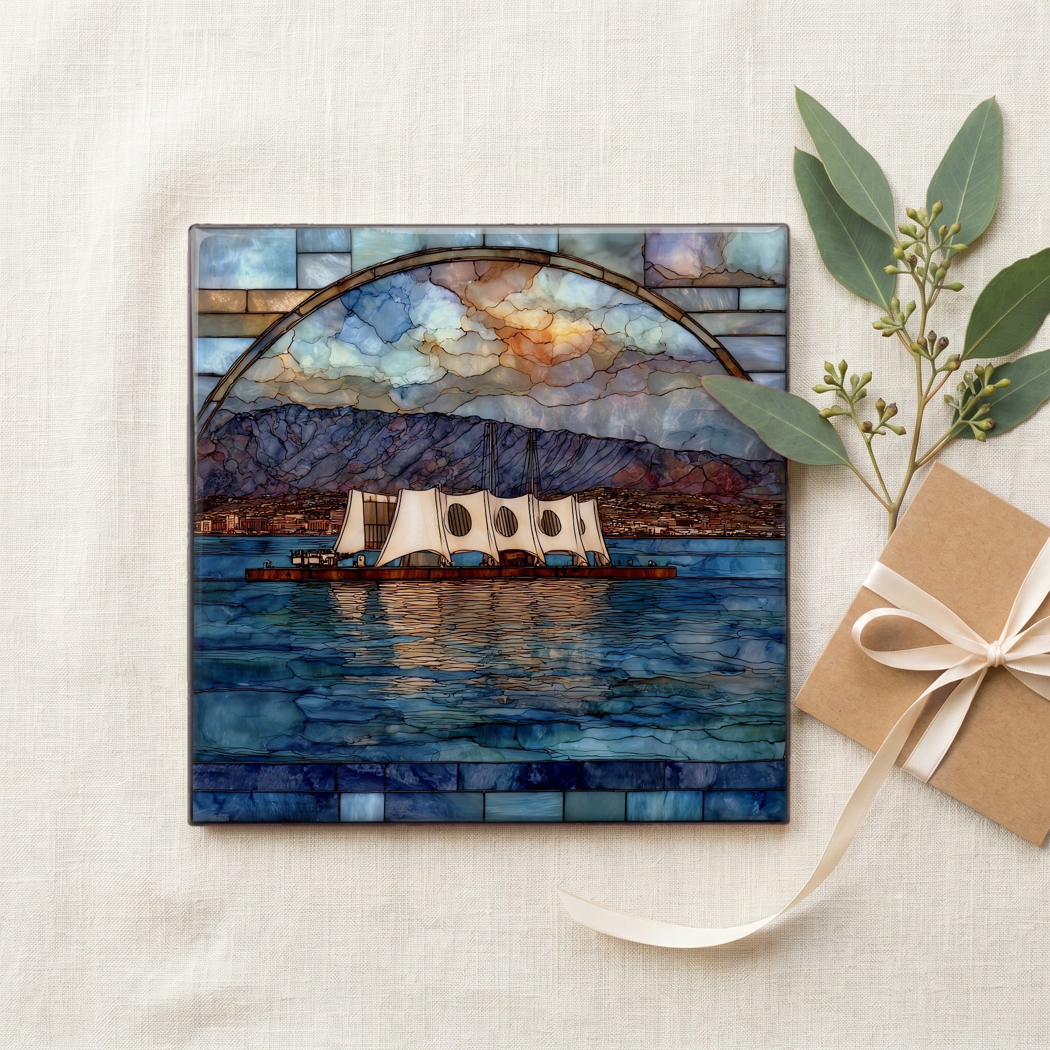 USS Arizona Memorial Oahu Ceramic Art Tile — gifting