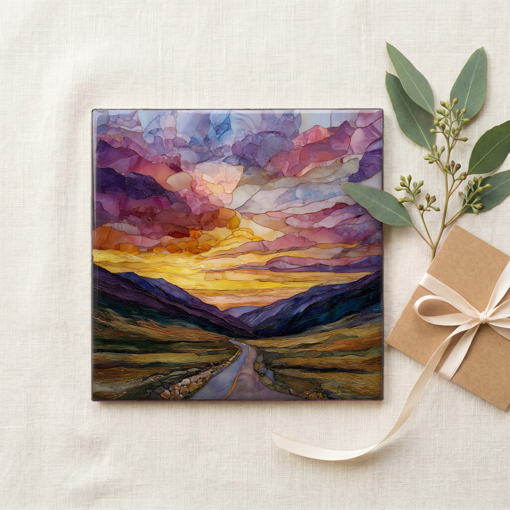 Trail Ridge byway sunset Rocky Mountain National Park Ceramic Art Tile — gifting