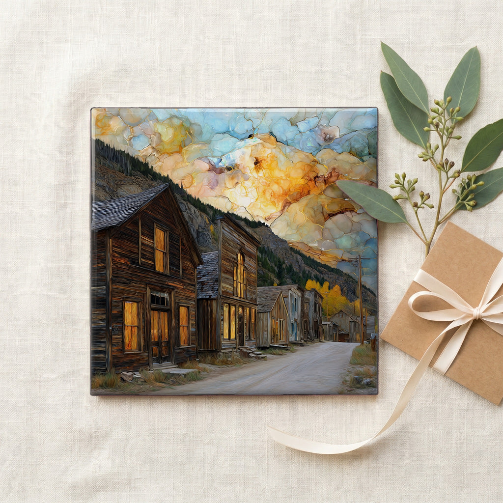 St Elmo ghost town Sawatch Range Ceramic Art Tile — gifting