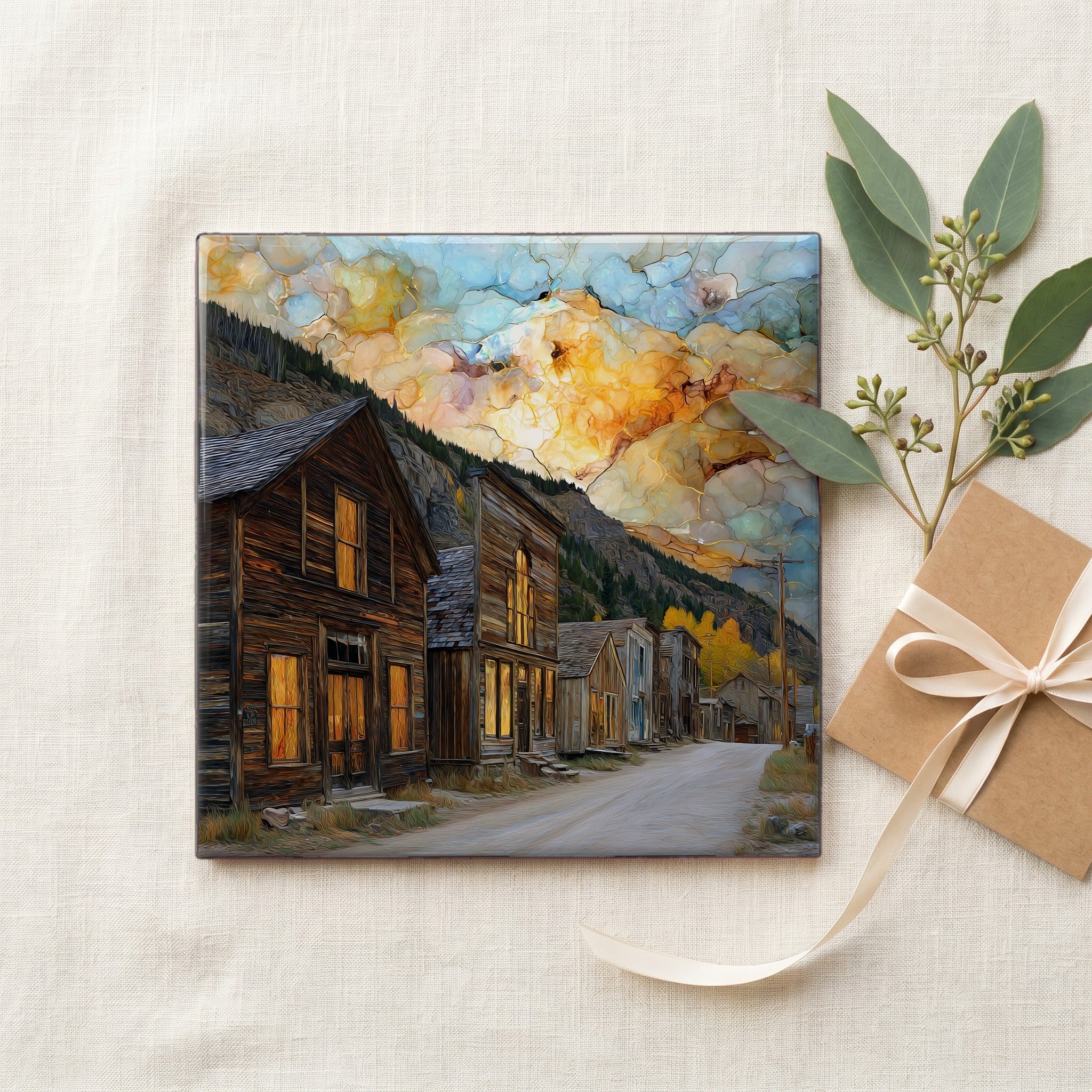 St Elmo ghost town Sawatch Range Ceramic Art Tile — gifting