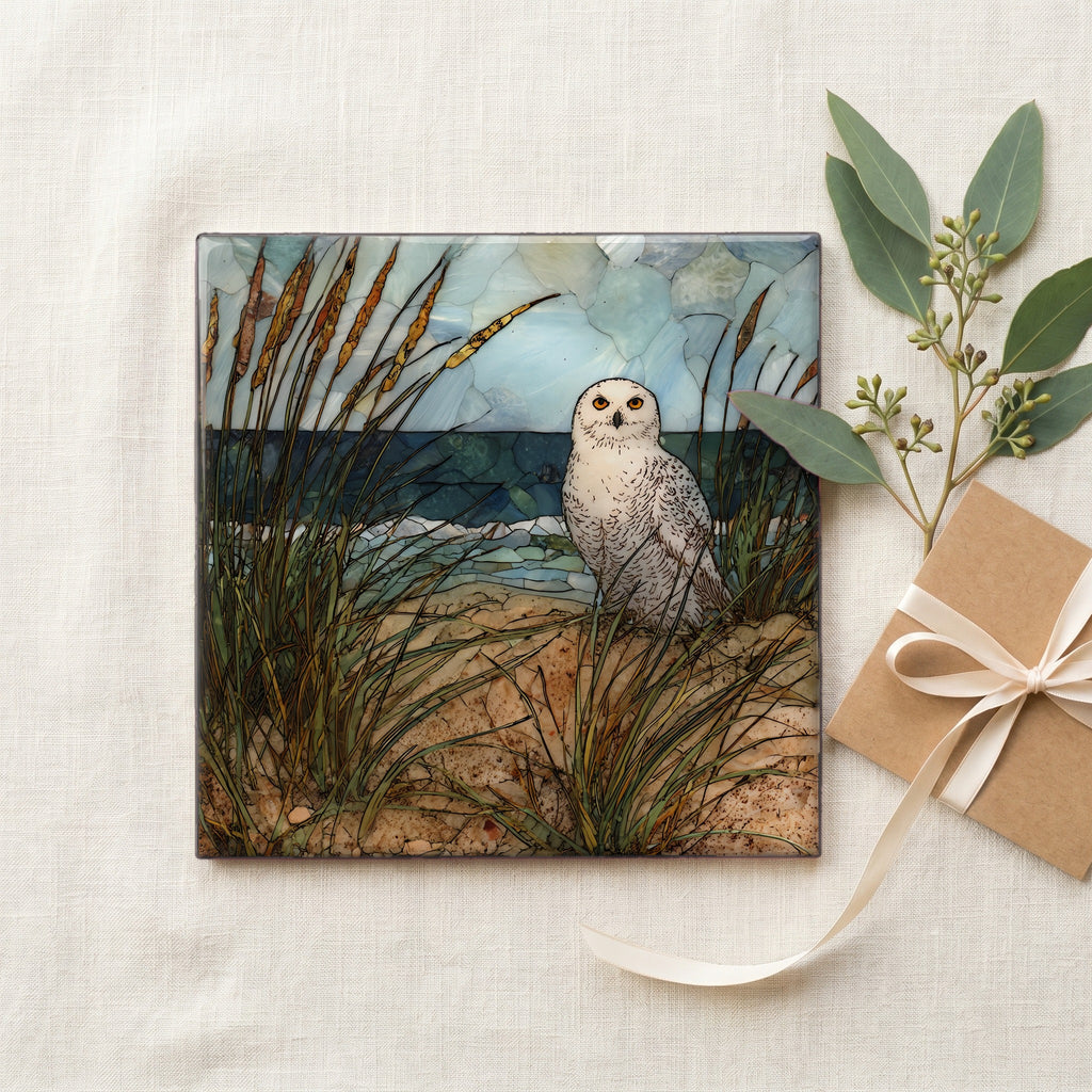 a snowy owl on a wind-shaped — gifting