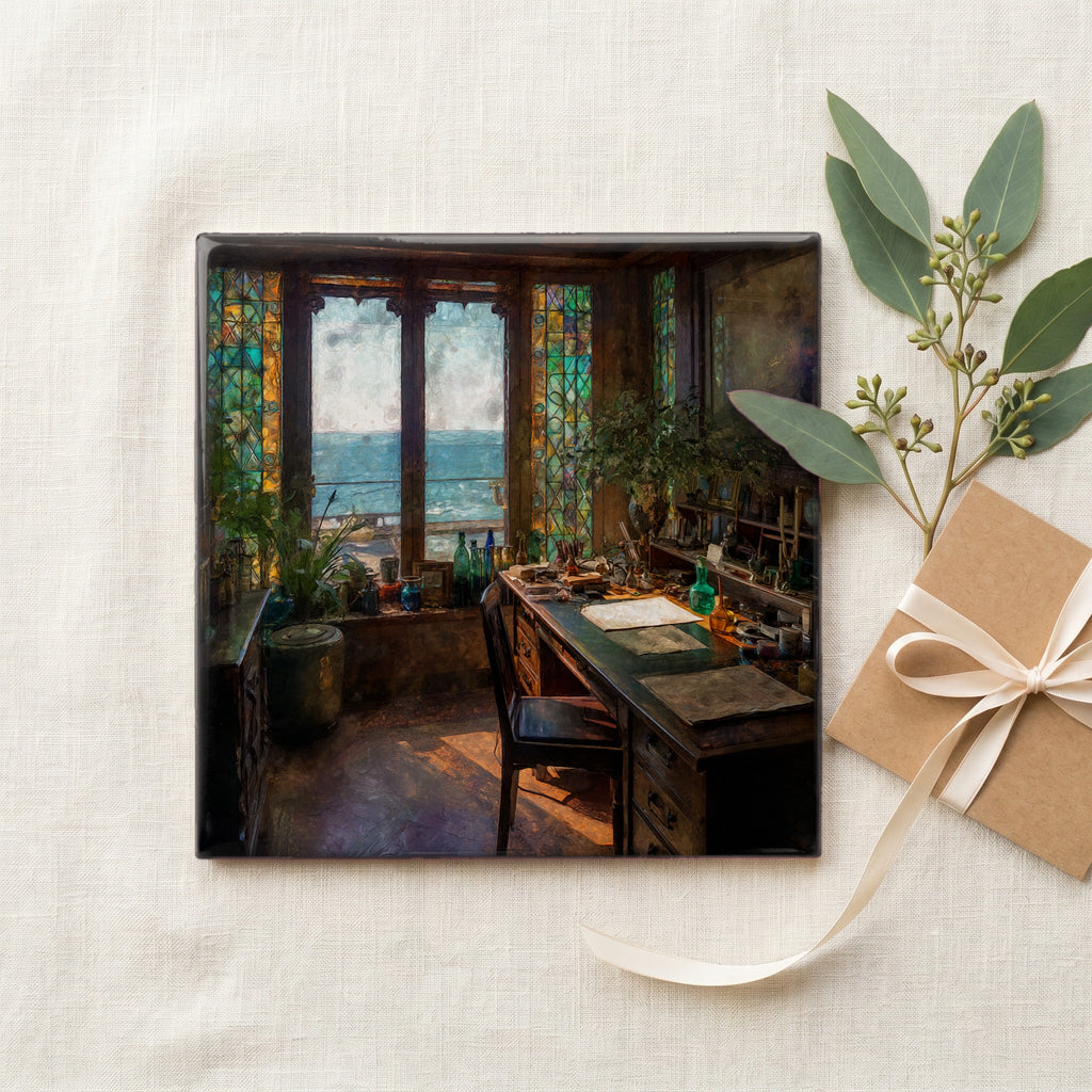 Cau Ferrat Museum Studio Interior Painted Glass a Writer S Desk by the Sea Windo — gifting