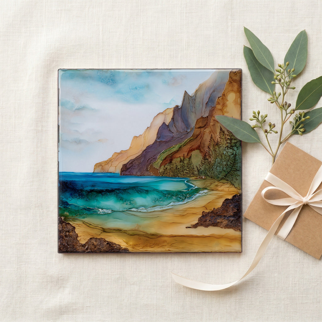 Hanakapiai Beach Kauai Ceramic Art Tile — gifting