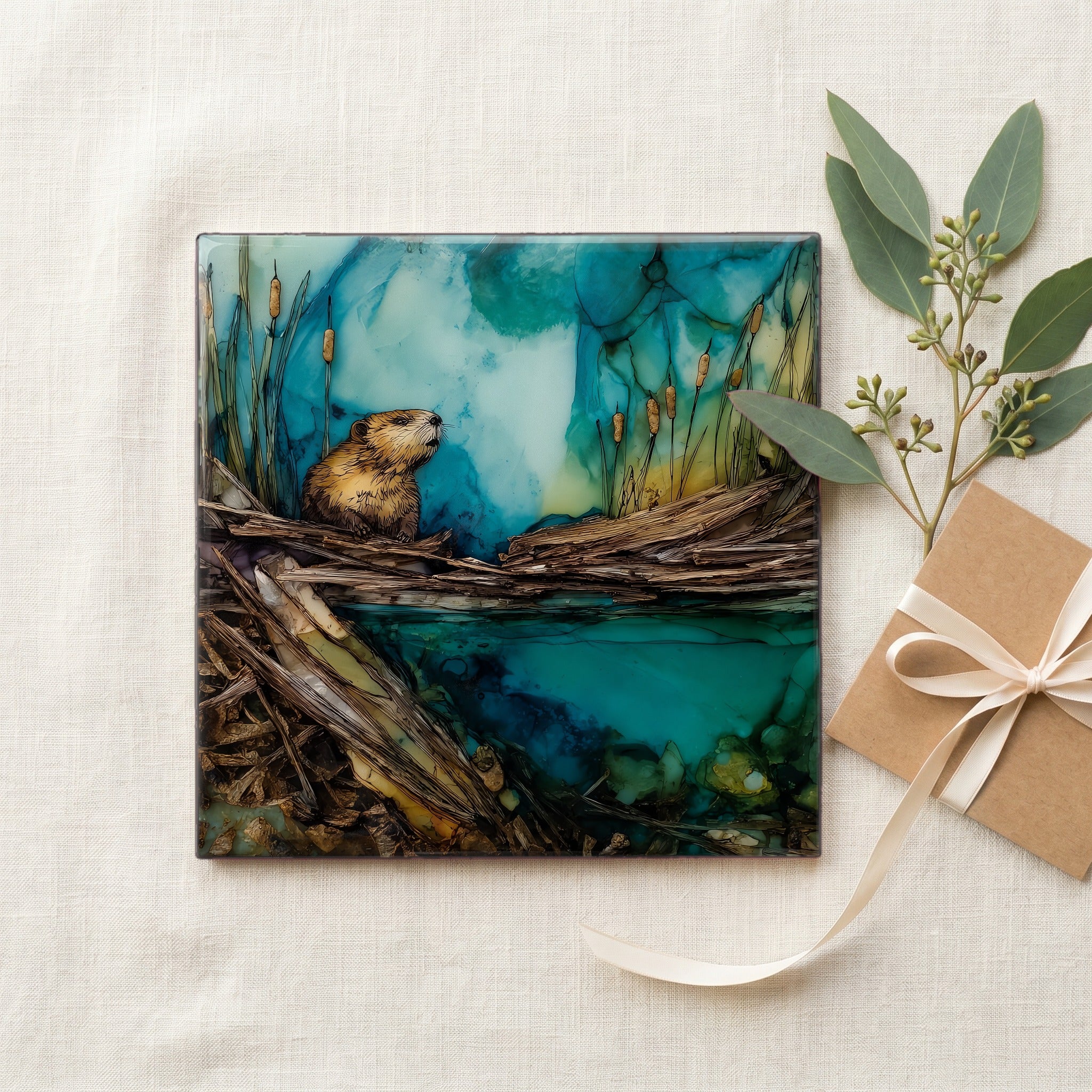 a beaver dam holding back a — gifting