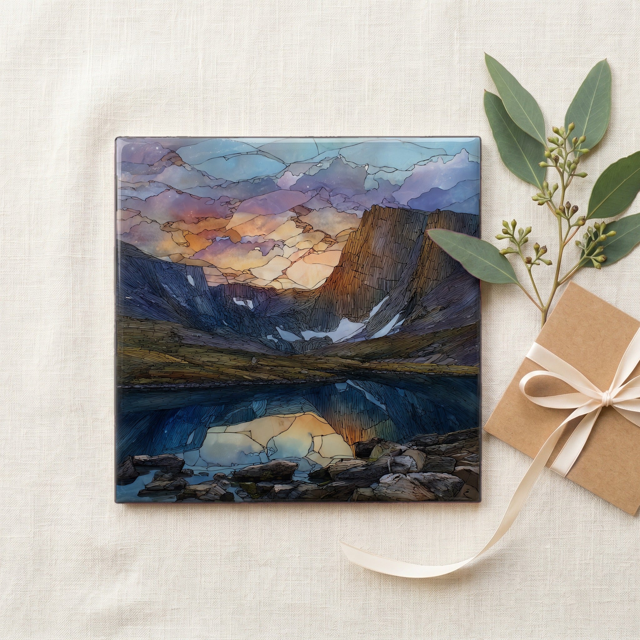 Chasm Lake Rocky Mountain National Park Ceramic Art Tile — gifting