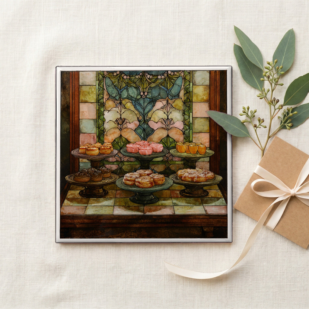 Spanish Pasteleria Window Napolitanas Ensaimadas on Tiered Trays — gifting