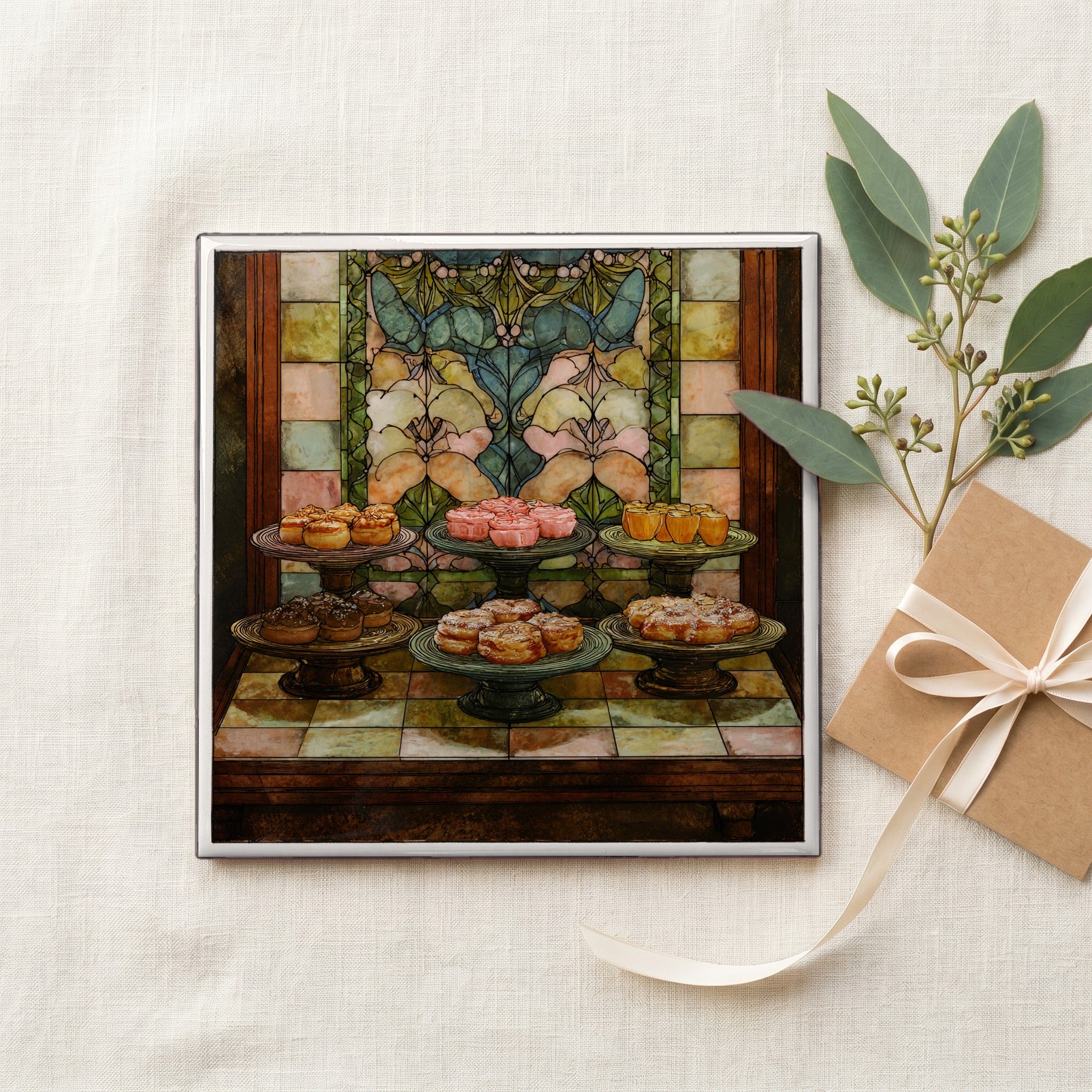Spanish Pasteleria Window Napolitanas Ensaimadas on Tiered Trays — gifting
