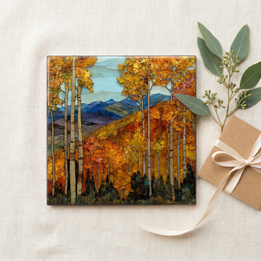 Kebler Pass aspens Elk Range Ceramic Art Tile — gifting
