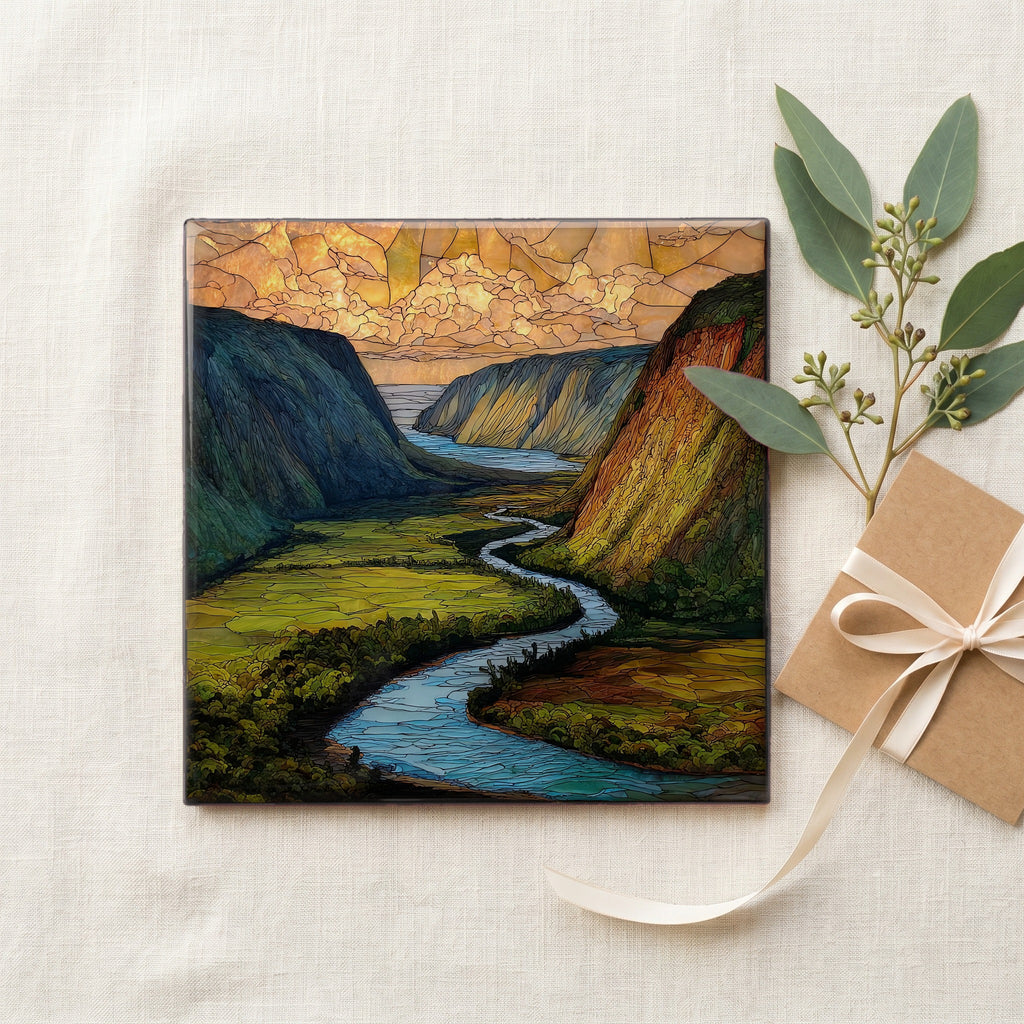 Waipio Overlook Big Island Ceramic Art Tile — gifting