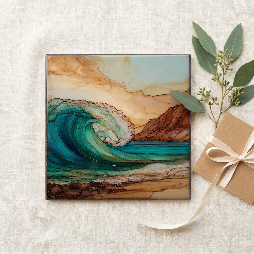 Sandy Beach Oahu Ceramic Art Tile — gifting