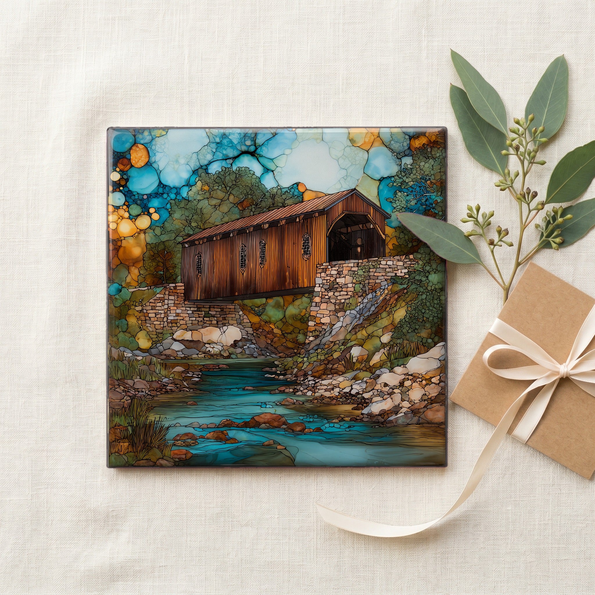 the Brown covered bridge over the — gifting