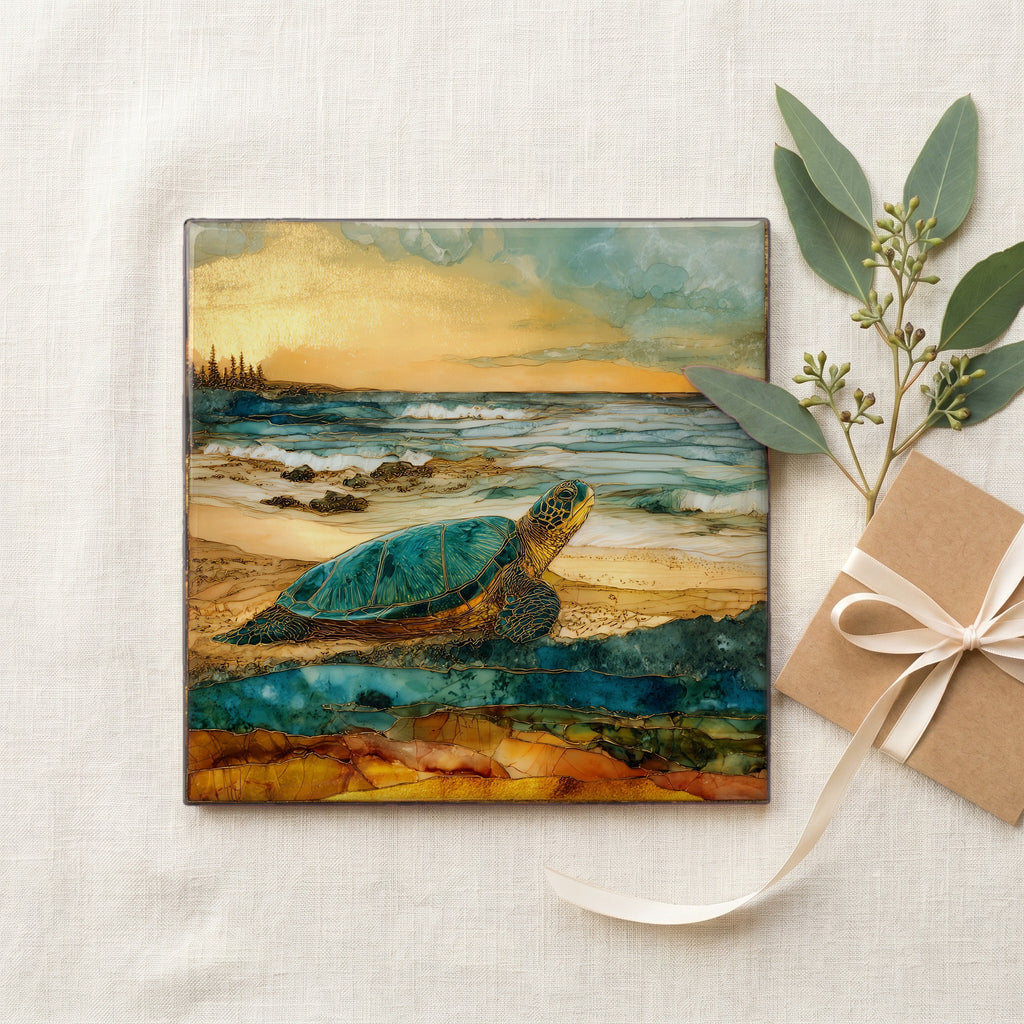 Laniakea Turtle Beach Oahu Ceramic Art Tile — gifting
