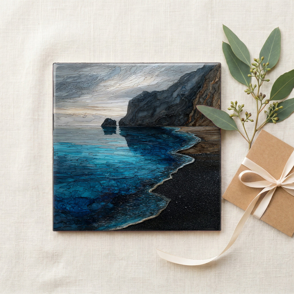 Perissa black-sand beach — gifting